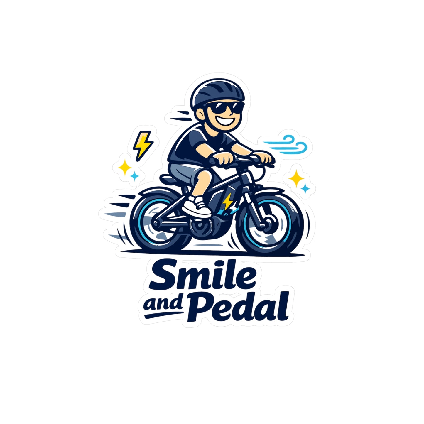E-Bike Sticker Smile and Pedal Electric Bike Decals Waterproof Vinyl for Laptop Water Bottle E-Cyclist Gift