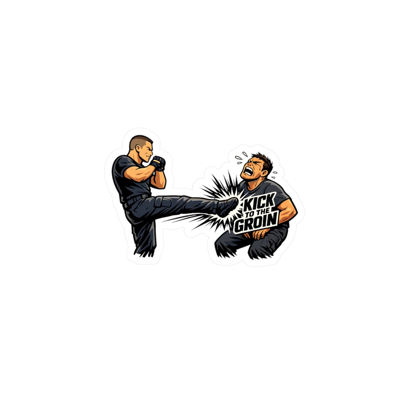 Krav Maga Sticker Kick to the Groin Design – Waterproof Vinyl sticker decals for Laptop, Water Bottle, Martial Arts Self Defense Fitness