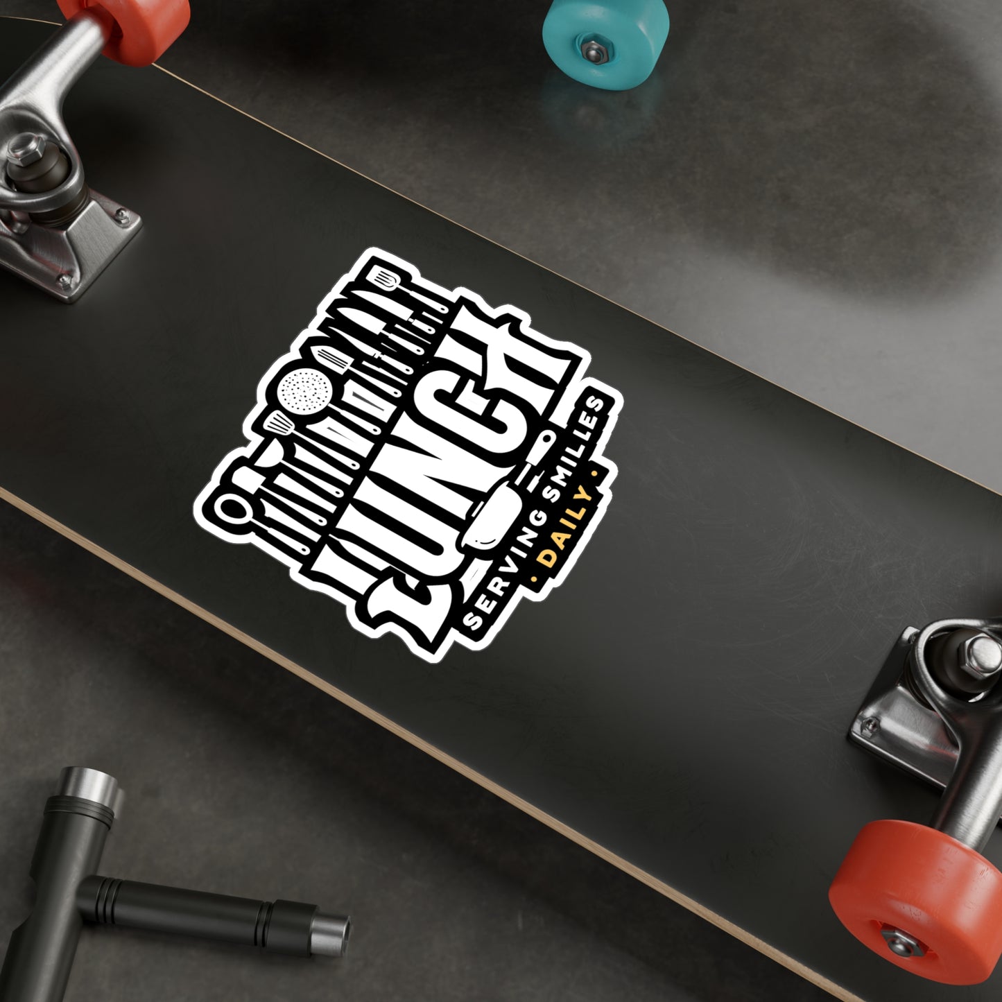 Lunch Serving smiles daily - Lunch lady Sticker for Laptop Sticker. Water Bottle Sticker, Vinyl Lunch Decal - Lunch lady Gift