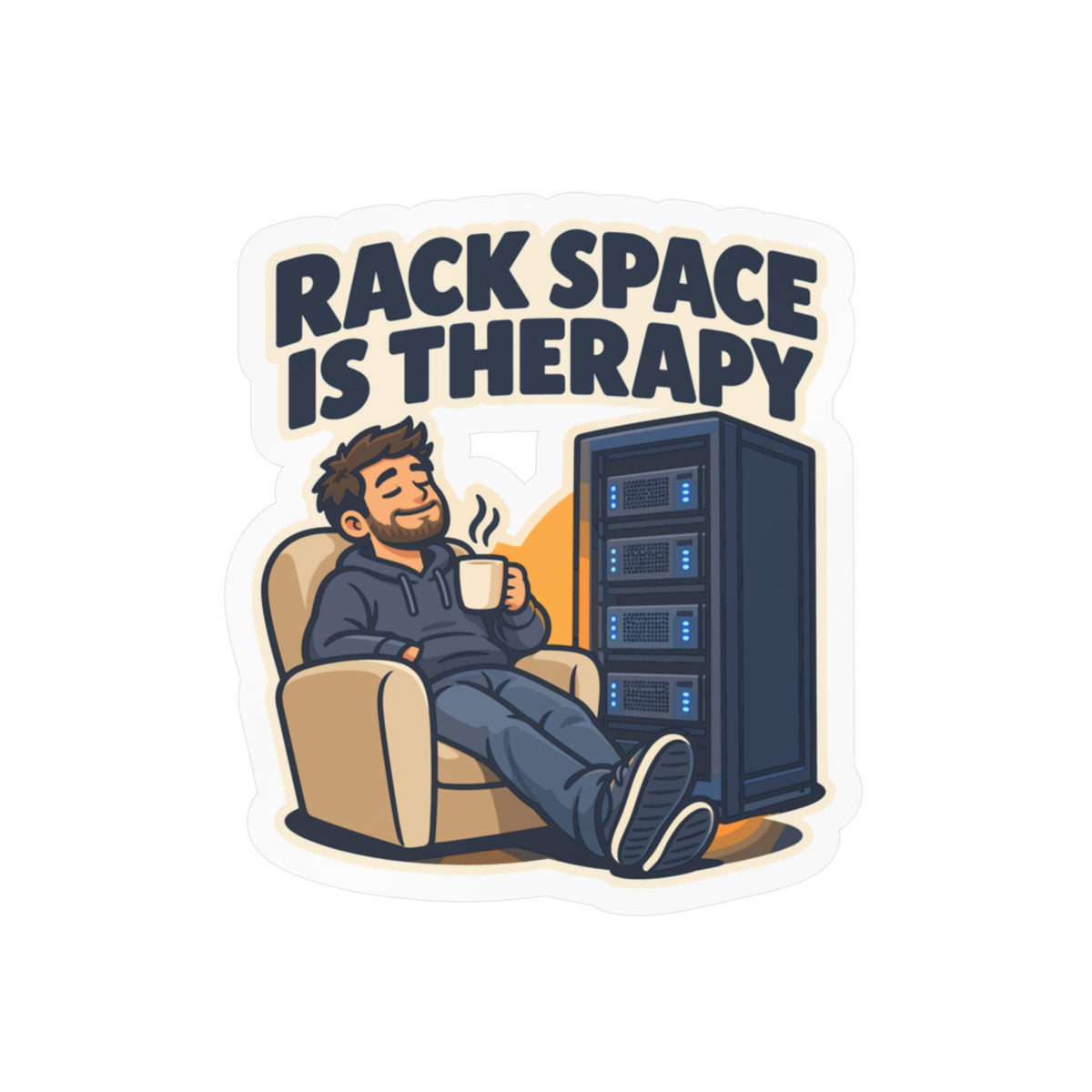 tech Sticker – Rack Space Is Therapy, Reboot Button and Bandage Humor Decals for Laptop and Water Bottle
