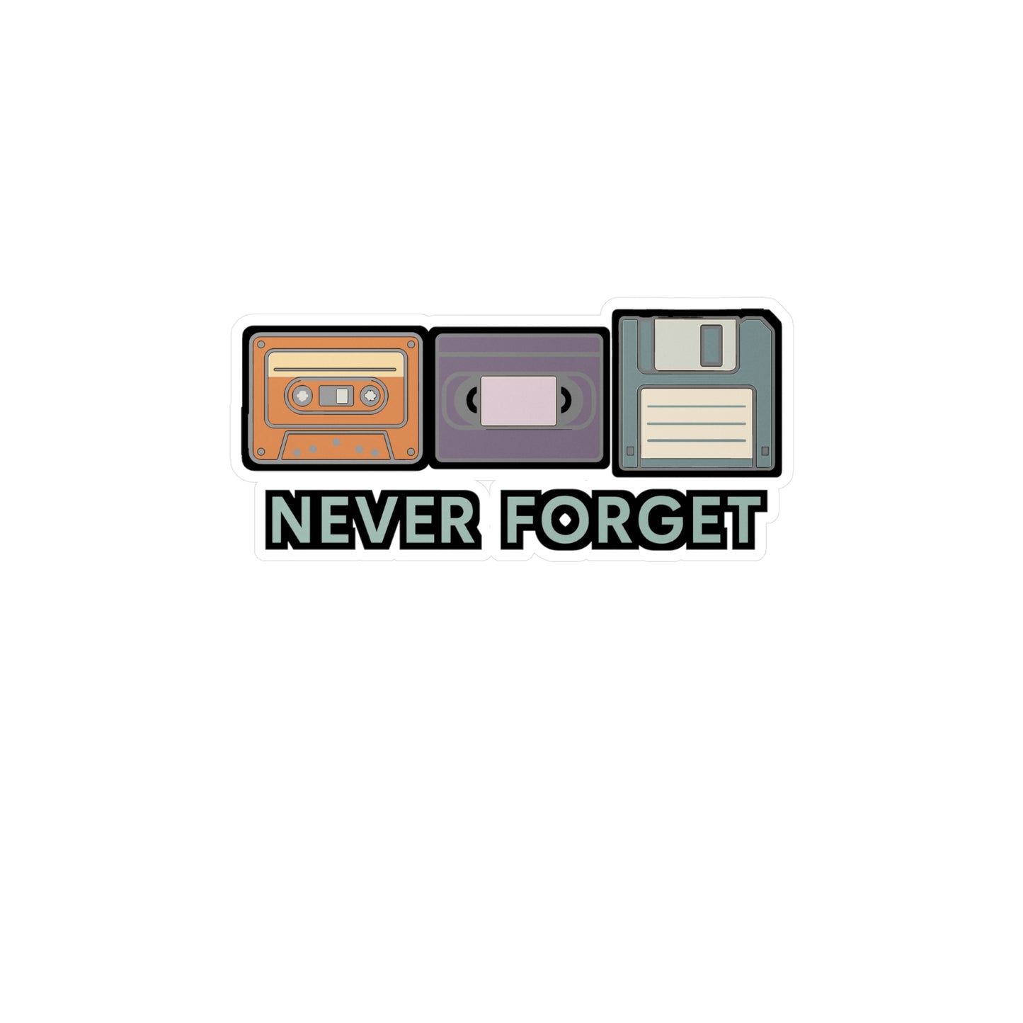 Never Forget - Nostalgic Tech Sticker for Laptop, Water Bottle - Retro Gift for Tech Lovers