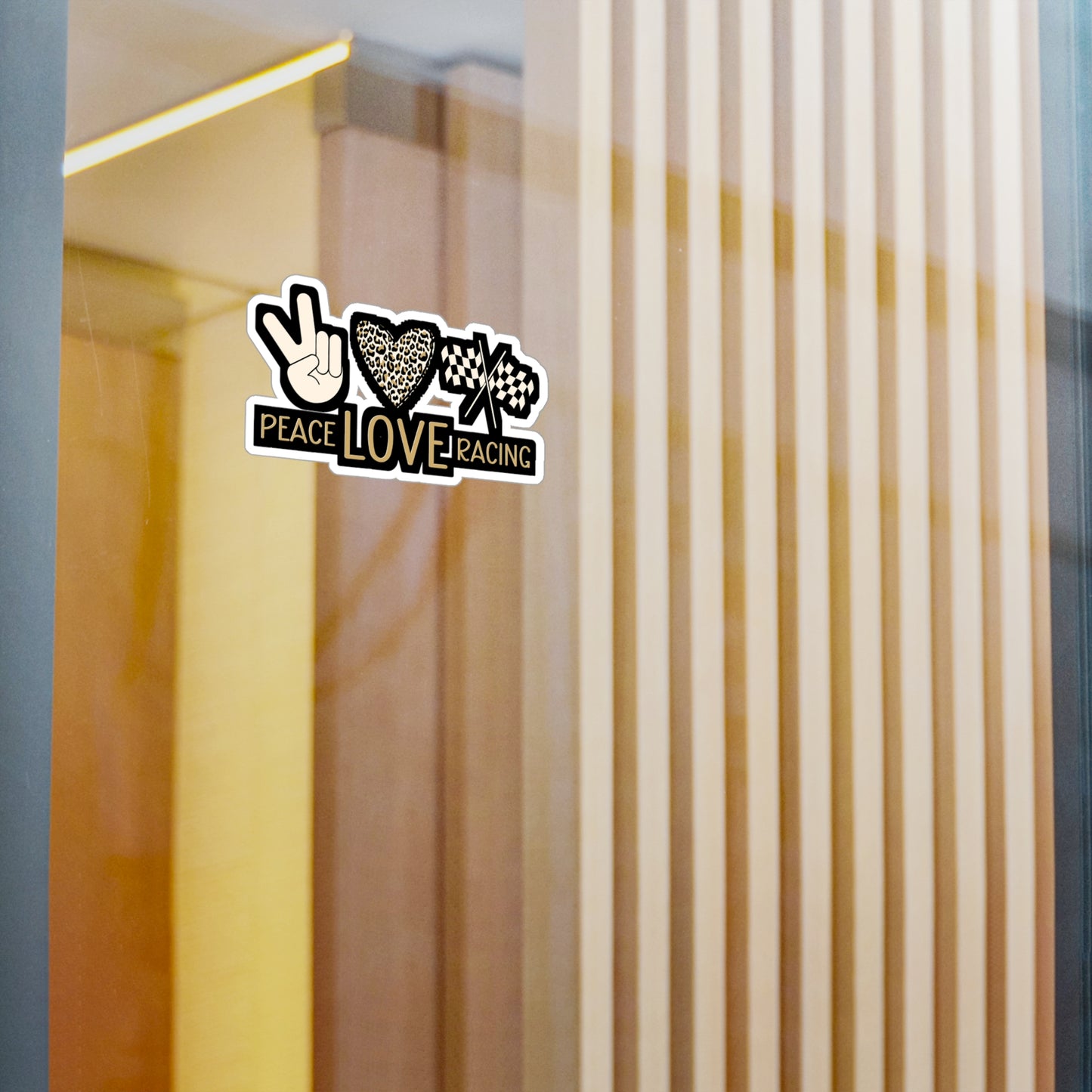 Peace Love Racing - Car-racing Sticker for Laptop Sticker. Water Bottle Sticker, Vinyl Skid Decal - Car-racing Gift