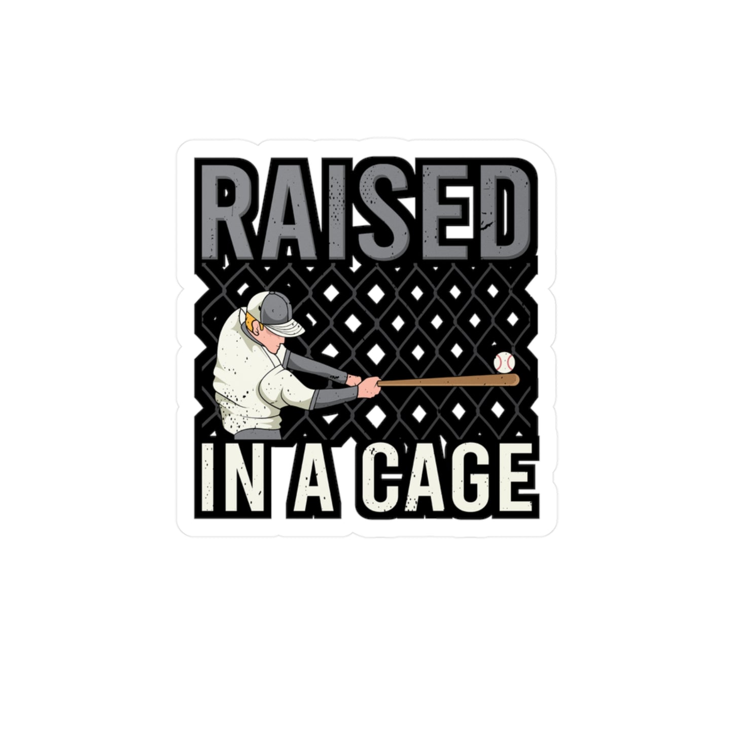 Raised In a Cage Baseball - Baseball Sticker for Laptop Sticker. Water Bottle Sticker, Vinyl Softball Decal - Baseball Gift