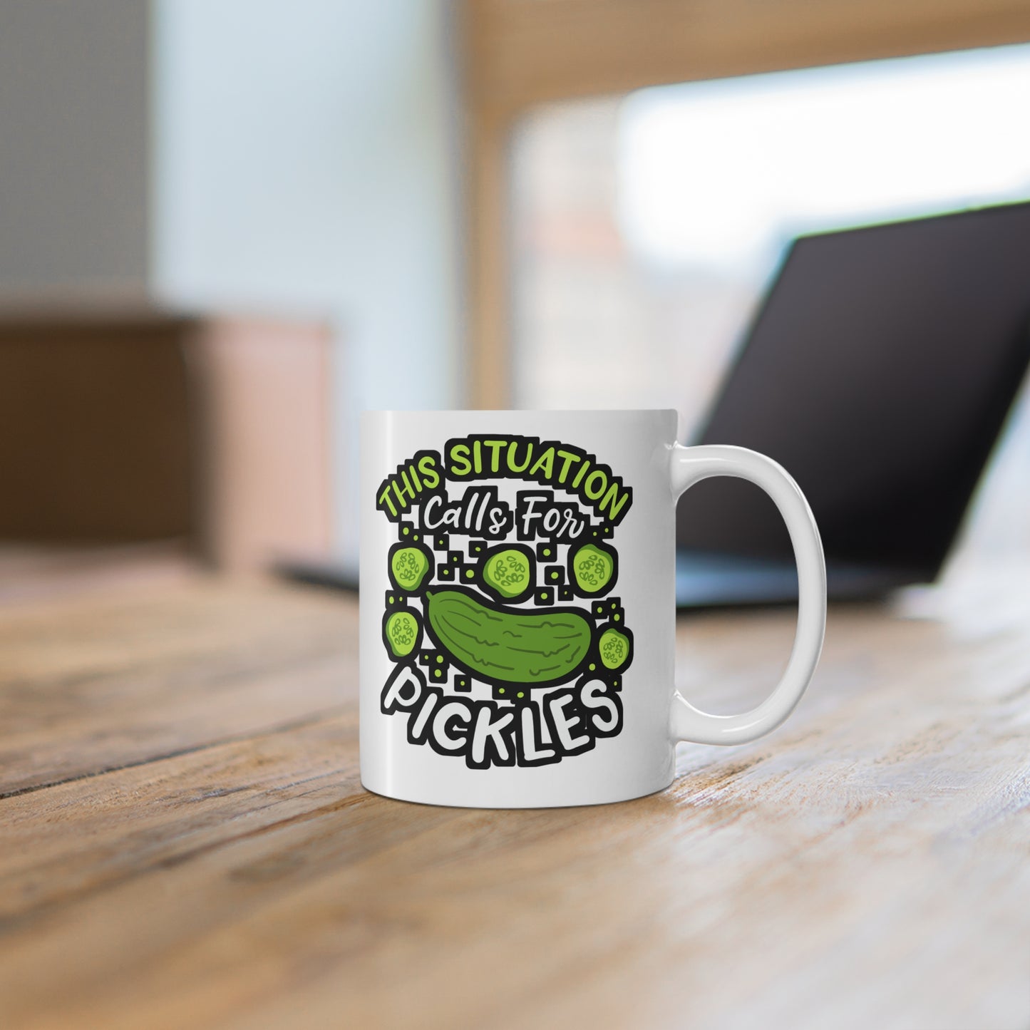 This Situation Calls For Pickles - Pickle Mug for Coffee 11oz. Pickle Cup, White ceramic, Cucumber Mug, Dill Tea Cup - Pickle Gift