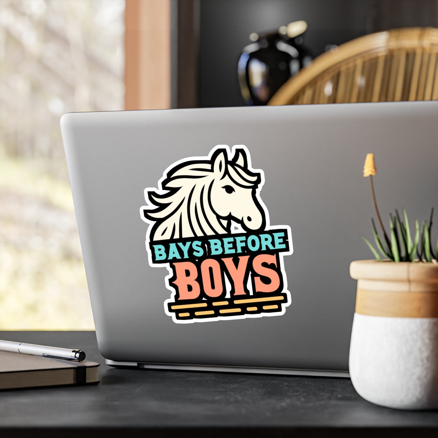 Bays Before Boys - Horse Sticker for Car Window Laptop Sticker. Water Bottle Sticker, Vinyl Pasture Decal, Neigh Sticker - Horse Gift