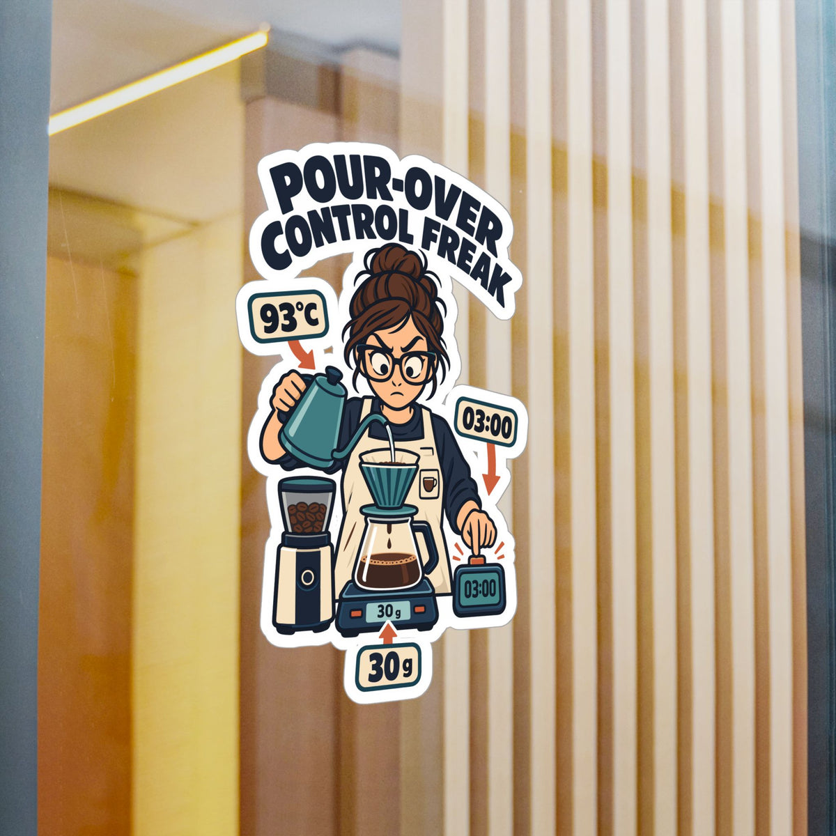 Espresso Sticker - Pour-over Control Freak, Coffee Decals for Your Grinder or Digital Scale