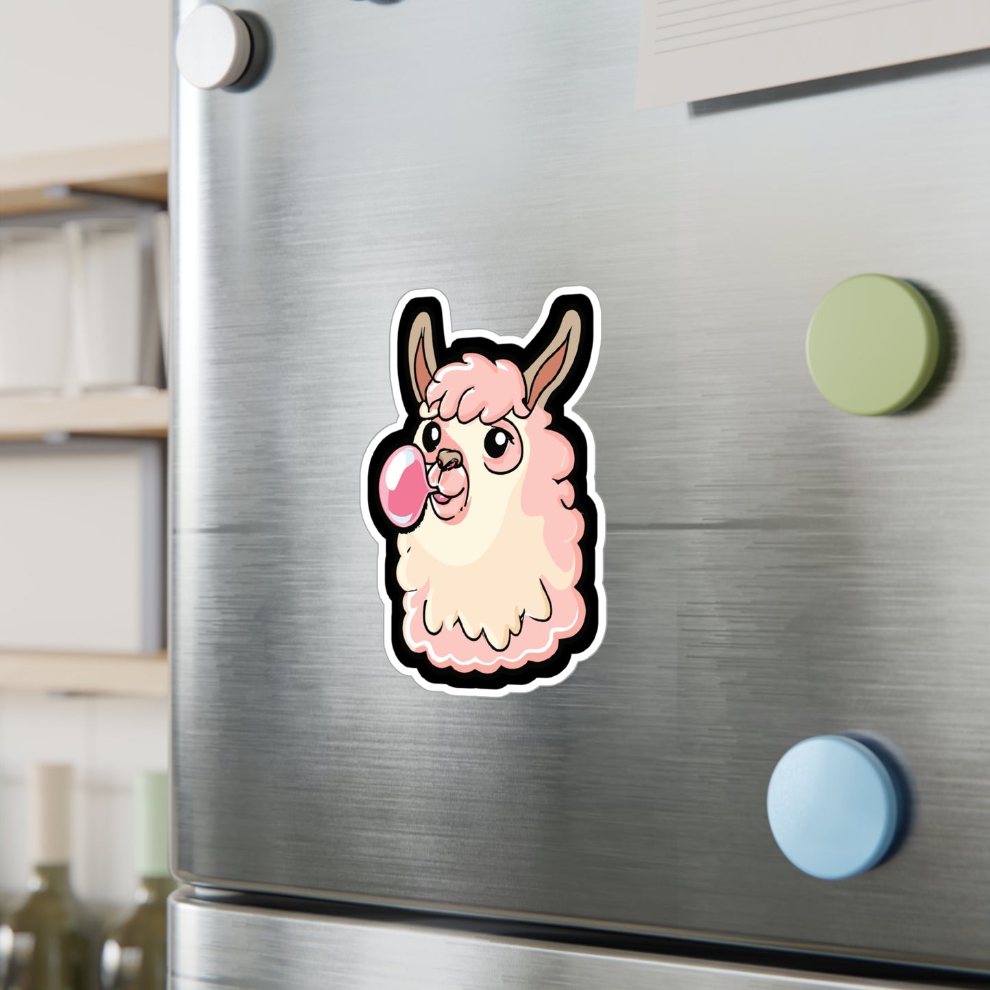 Llama with Bubblegum - Llama Sticker for Car Window Laptop Sticker. Water Bottle Sticker, Vinyl Bubblegum Decal, Quirky Sticker - Llama Gift