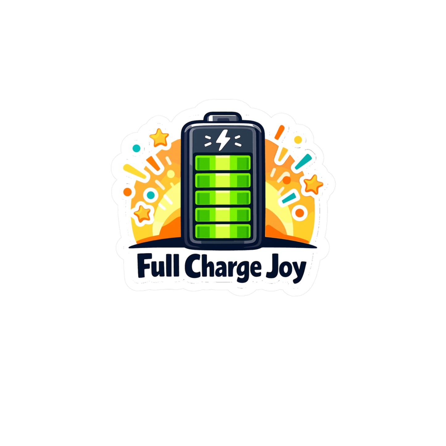 E-Bike Sticker Full Charge Joy Electric Bike Ecycling Design, Waterproof Vinyl Decals for Laptop, Water Bottle, E Cyclist Gift