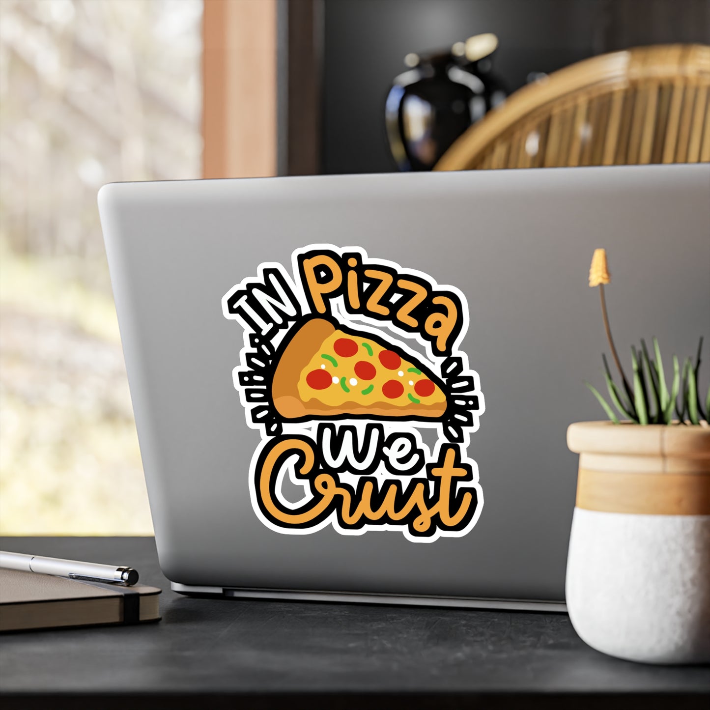 In Pizza We Crust - Pizza Sticker for Car Window Laptop Sticker. Water Bottle Sticker, Vinyl Jesus Decal, Crust Sticker - Pizza Gift