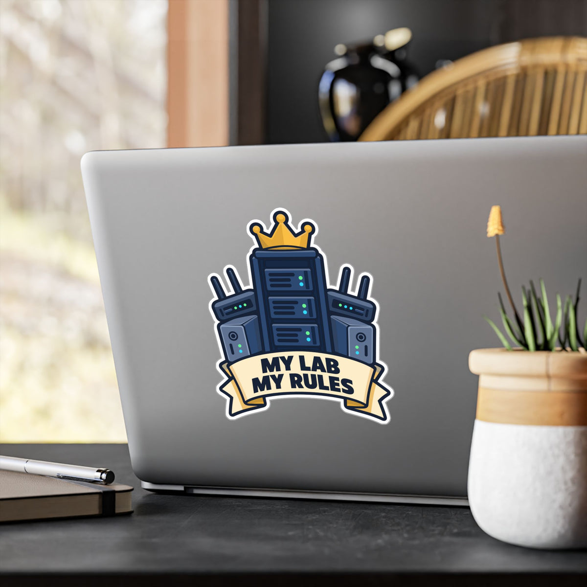 tech Sticker - My Lab My Rules, Reboot Button and Bandage Design for Laptop and Water Bottle Decals