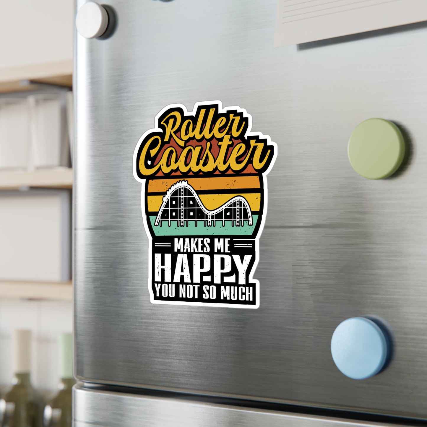 Rollercoaster Makes Me Happy - Adventure Sticker for Laptop Sticker. Water Bottle Sticker, Vinyl Roller Decal - Adventure Gift