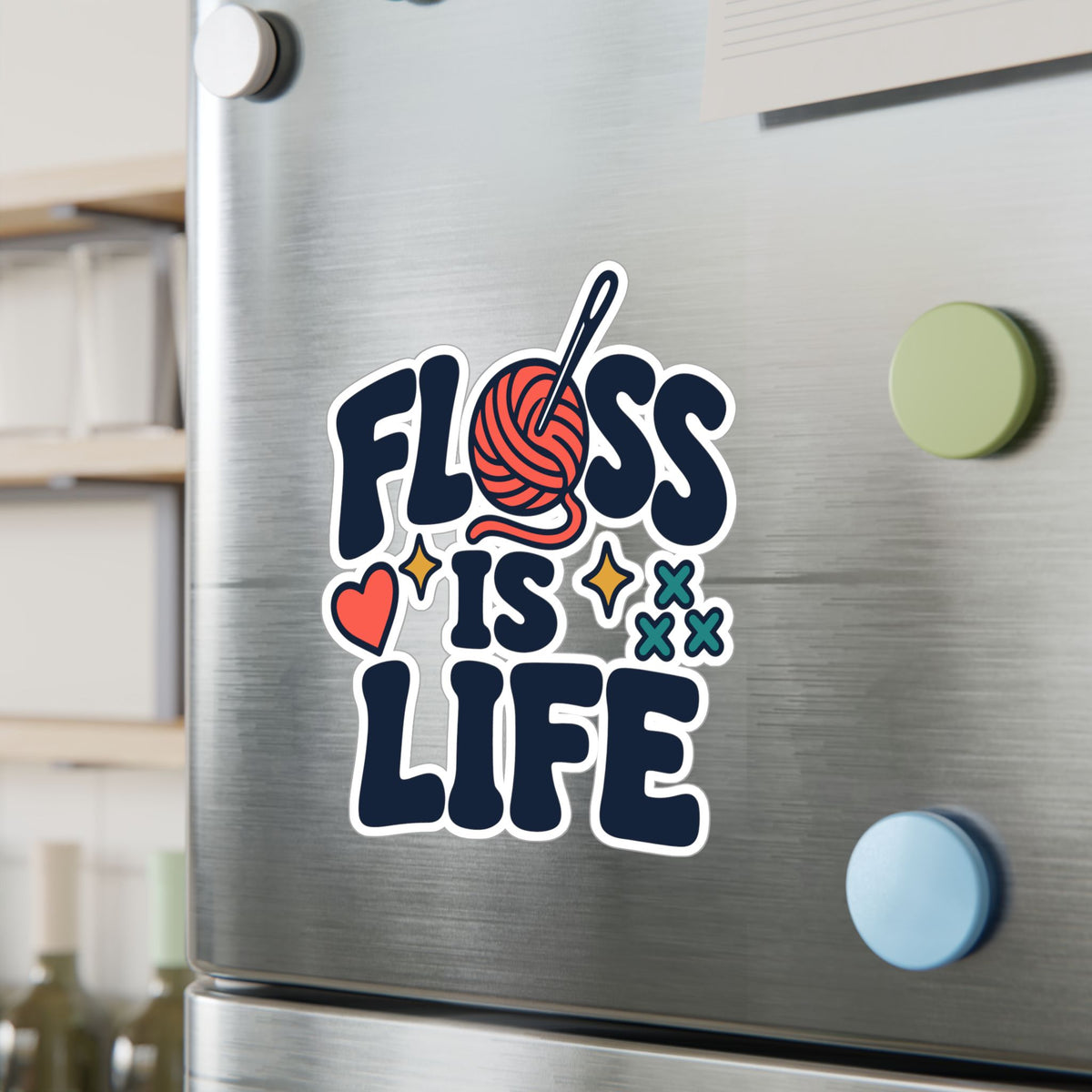 Embroidery Sticker - Floss is Life Decals for Needlework and Stitching Fans - Crafting Decor for Laptops & Water Bottles