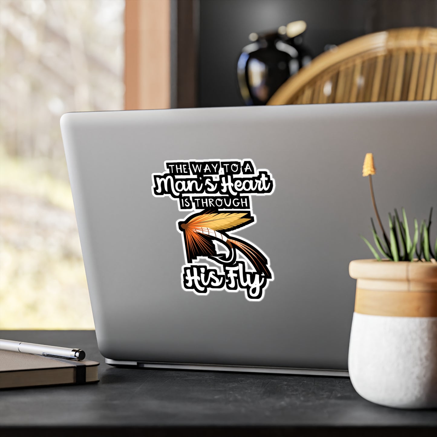 The Way To A Man's Heart Fly Fishing | Fishing Sticker | Angling Decals | Lake Laptop Sticker | Fishing Gift | Angling Gift