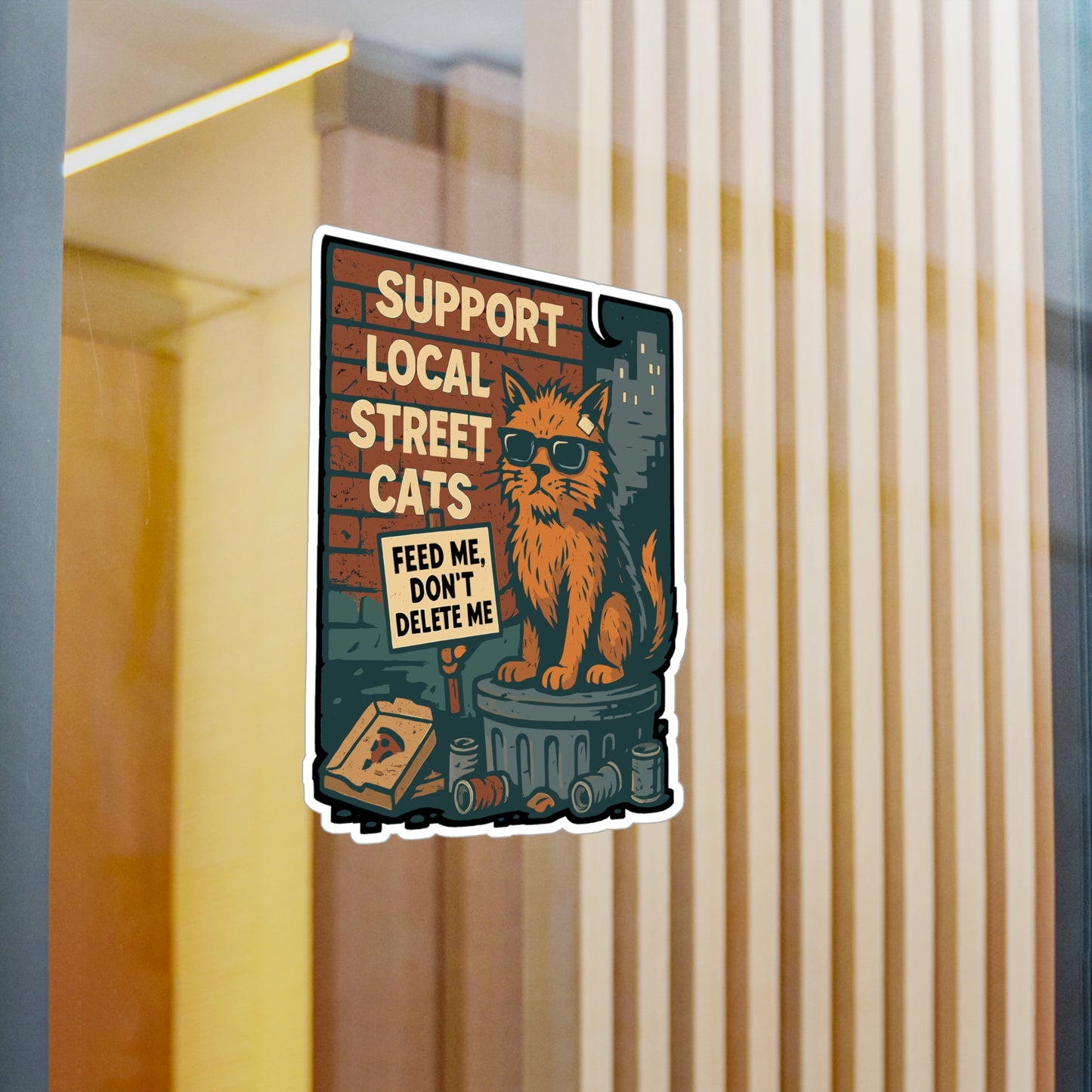 Support Local Street Cats - Street Cat Sticker for Laptop, Water Bottle, Cat Lovers Gift Idea, Cute Animal Decal