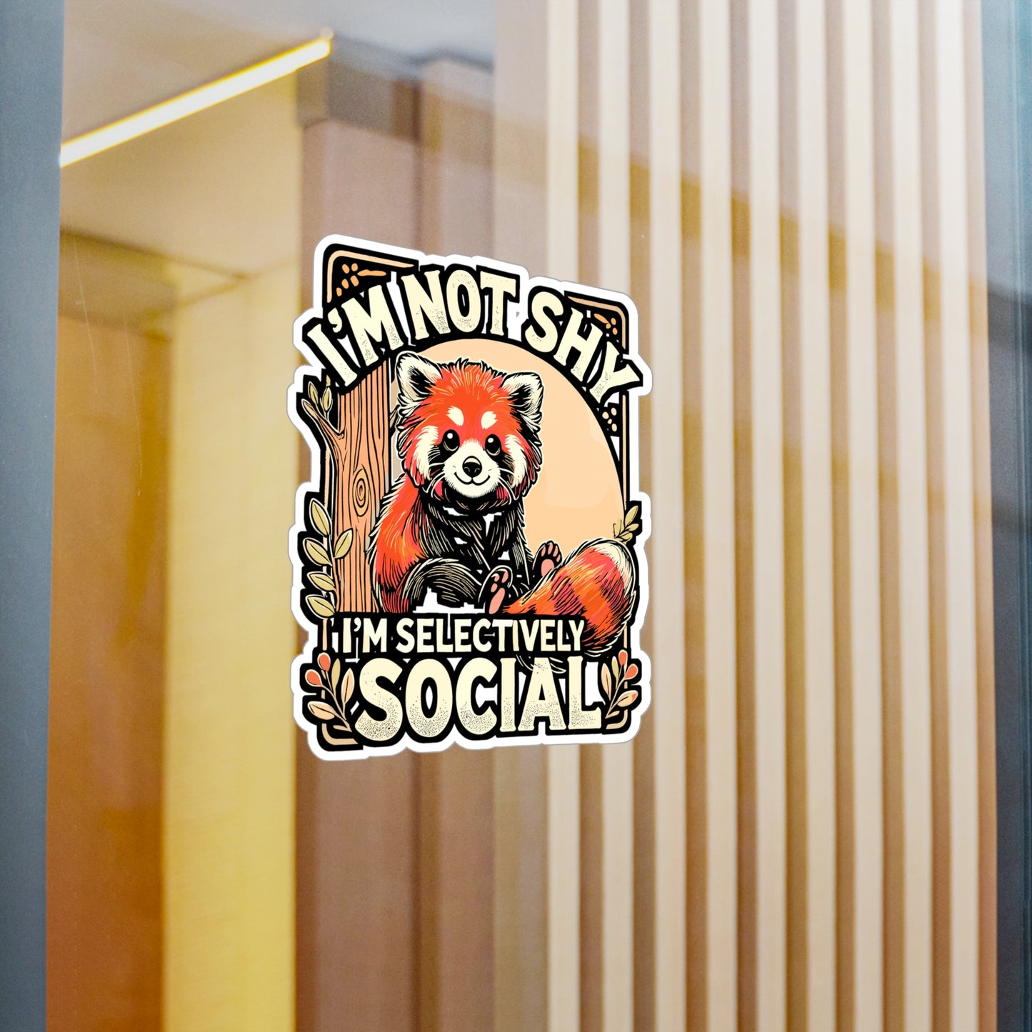 I'm Not Shy I'm Selectively Social – Introvert Sticker for Laptop or Water Bottle | Vinyl Red Panda Decal | Perfect Introvert Gift