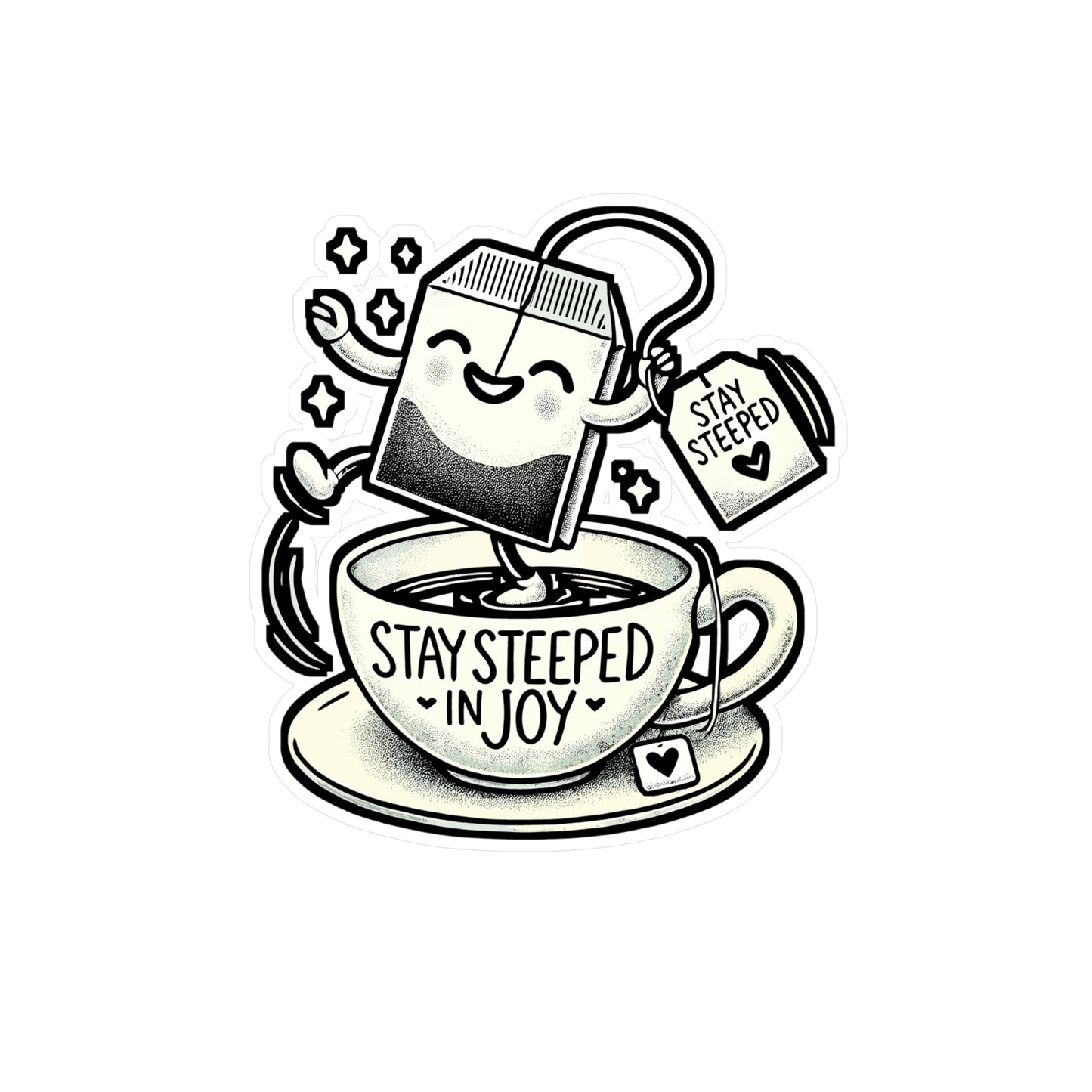 Stay Steeped in Joy – Tea Pun Sticker for Laptop, Water Bottle & Tea Lover Gifts
