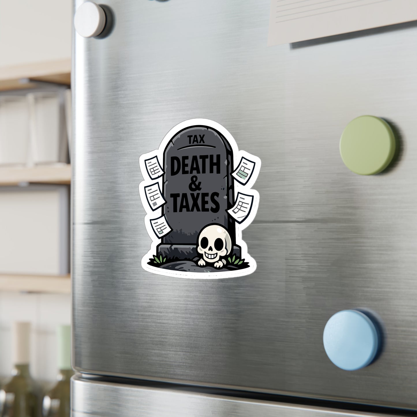 Accountant Sticker Death & Taxes Funny Balance Spreadsheet Amortization Vinyl Waterproof sticker decals for Laptop Water Bottle