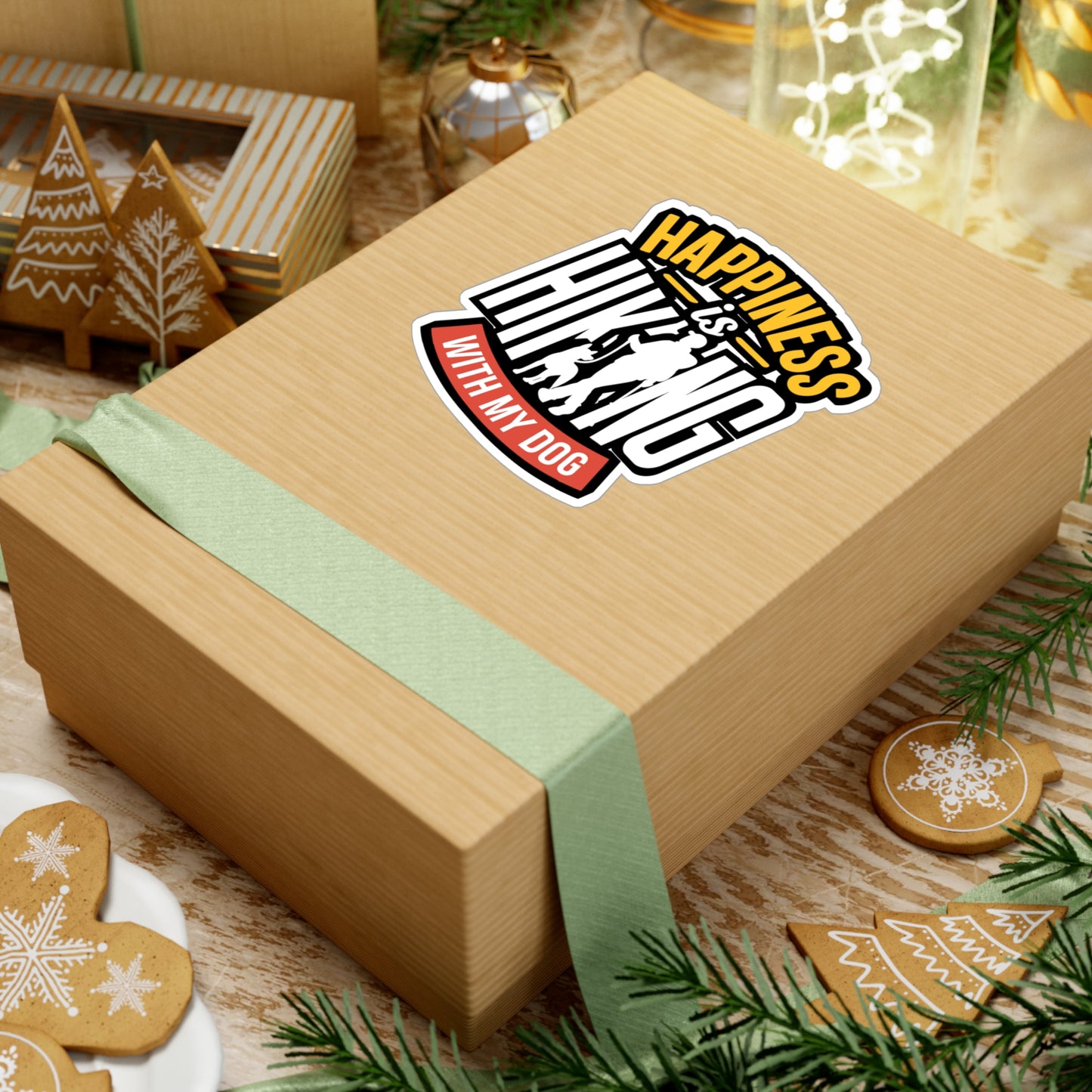 Happiness Is Hiking With My Dog - Hiking Sticker for Car Laptop Sticker. Water Bottle Sticker, Vinyl Hiker Decal - Hiking Gift