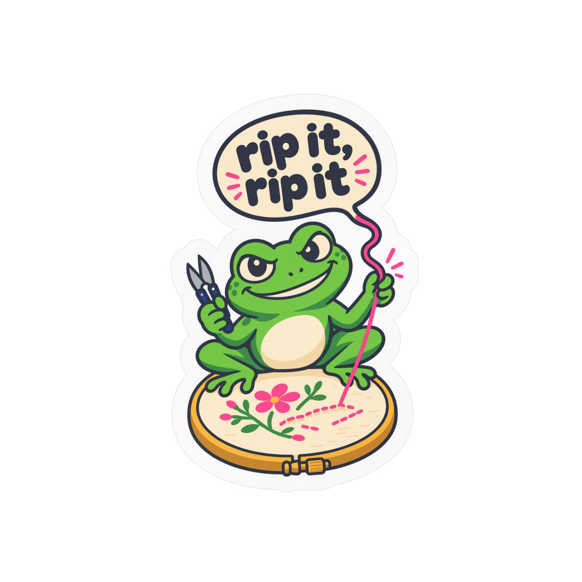 Embroidery Sticker - Rip It, Rip It Design for Needlework, Crafting and Stitching Fans, Decals for Laptop or Water Bottle