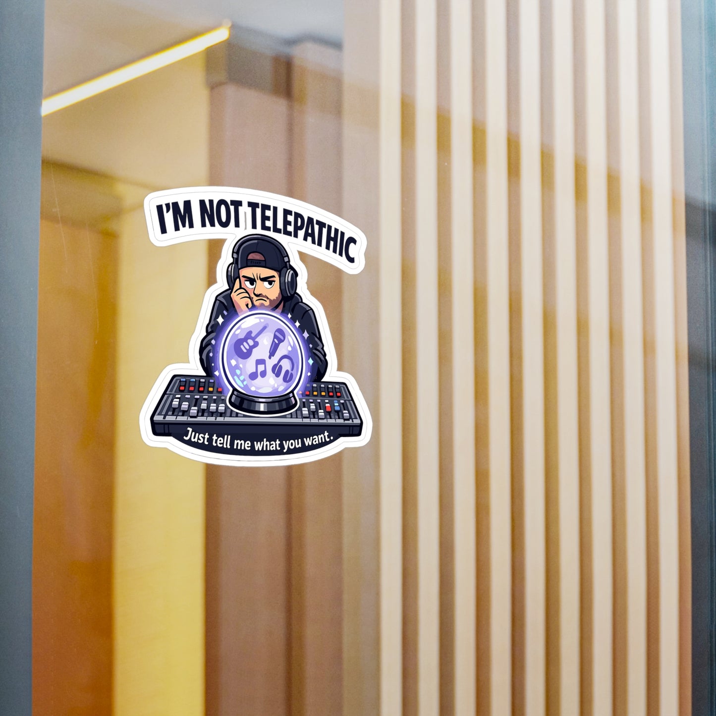 Audio Engineer Sticker I’m Not Telepathic Funny Sound Engineer Decals Waterproof Vinyl for Laptop Water Bottle Monitor Audio Technician