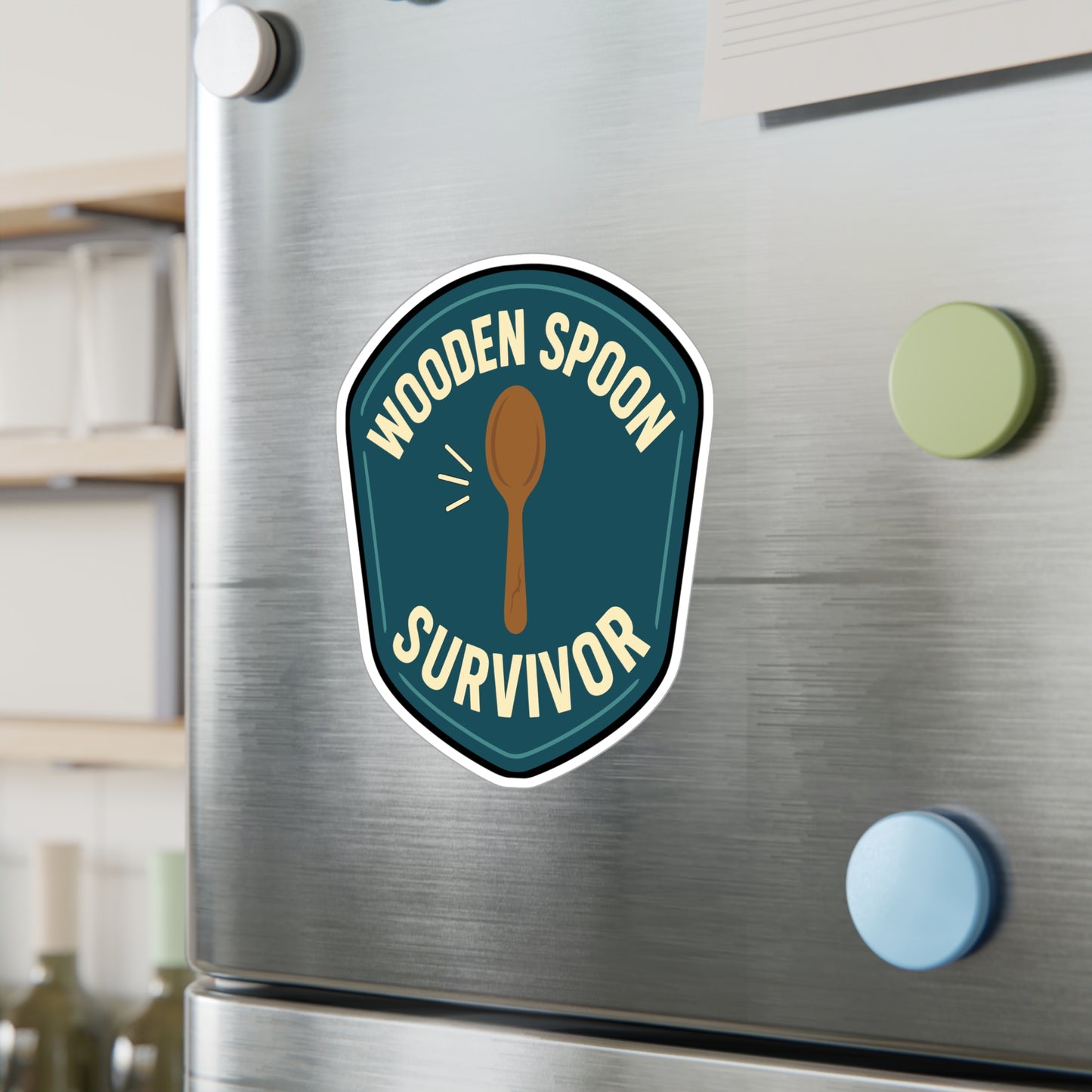 Wooden Spoon Survivor - Nostalgia Sticker for Laptops, Water Bottles - Funny Gift for Adults, 90s Kids, Retro Humor