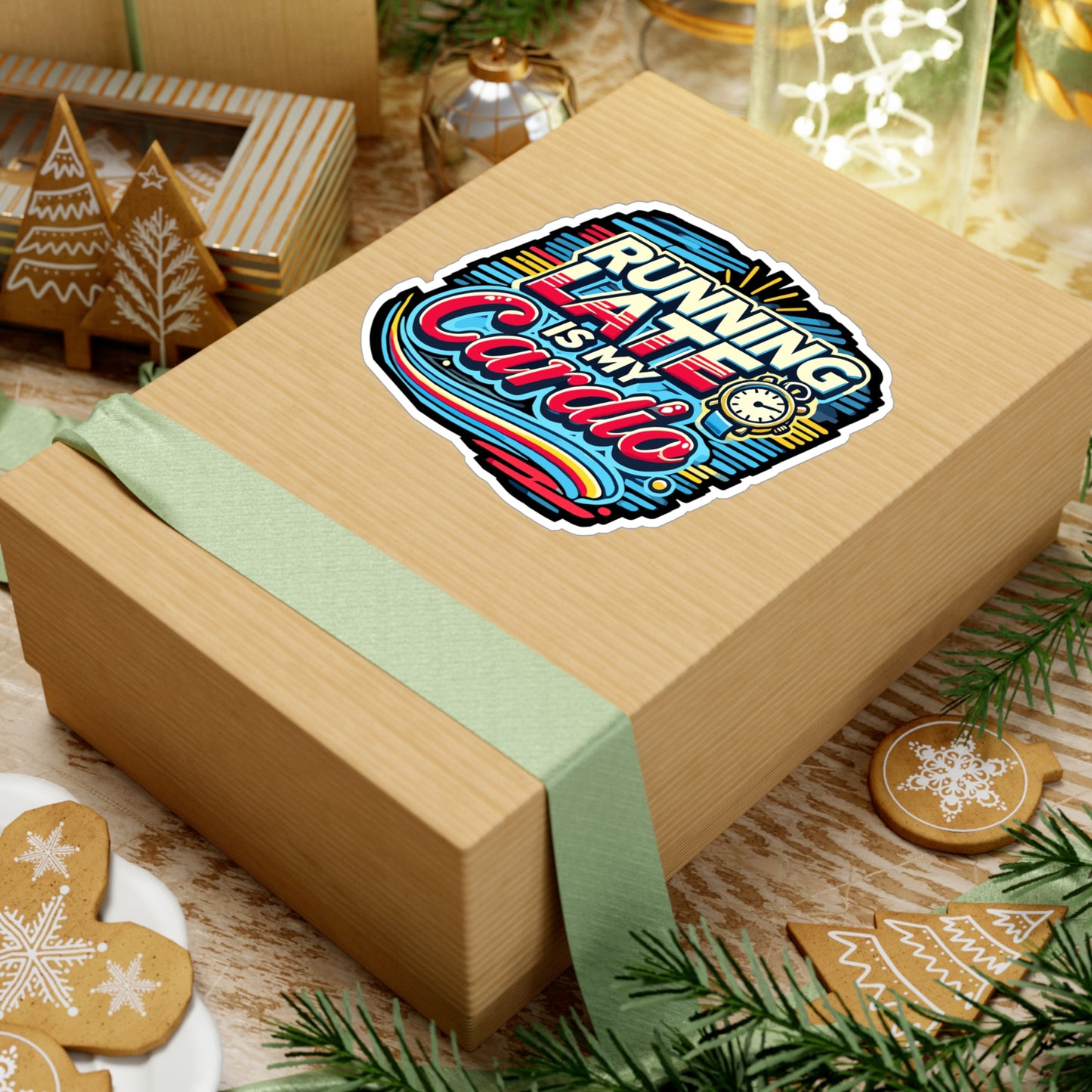 Running Late is My Cardio – Funny Vinyl Sticker for Laptop or Water Bottle | Sarcastic Fitness Gift, Humor Decal