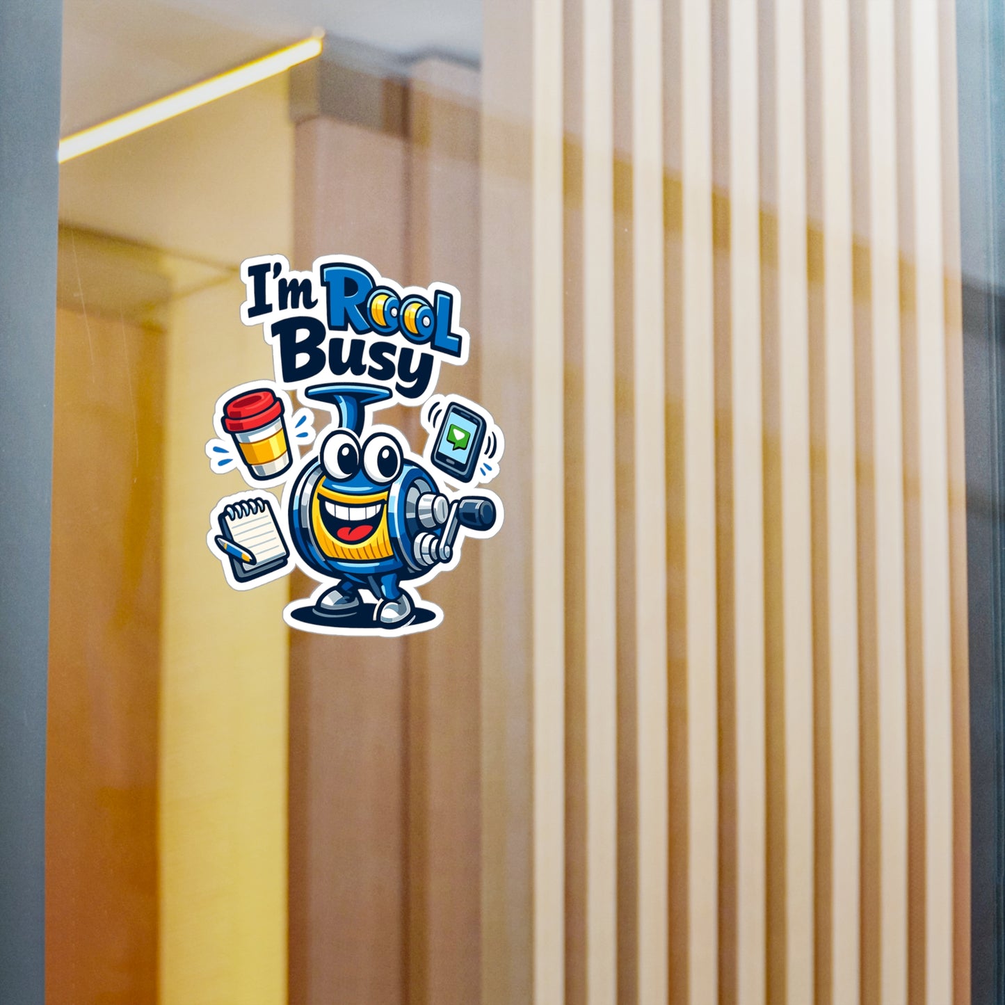 Fishing Sticker “I'm Reel Busy” Funny Angling Lake Boating decals, Waterproof Vinyl for Laptop Water Bottle