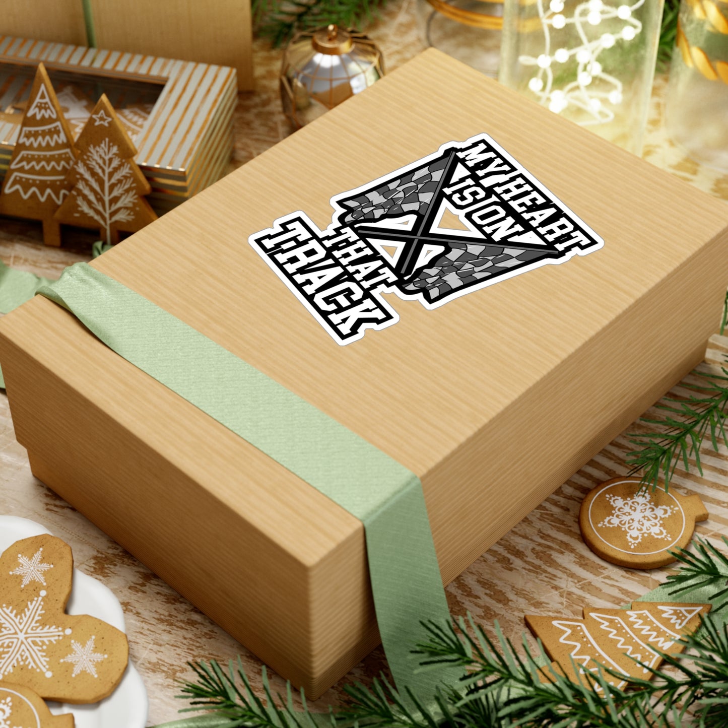 My Heart Is On That Track - Cone Sticker for Laptop Sticker. Water Bottle Sticker, Vinyl Car-racing Decal - Cone Gift