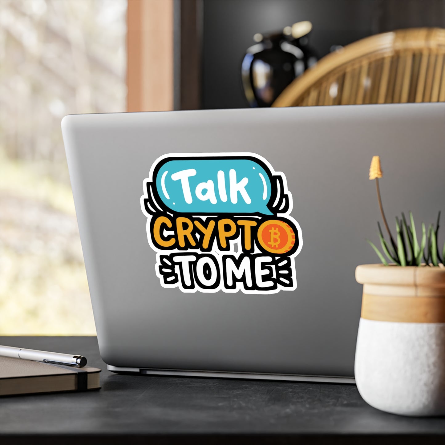 Talk Crypto To Me - Cryptocurrency Sticker for Laptop Sticker. Water Bottle Sticker, Vinyl Crypto Decal - Cryptocurrency Gift