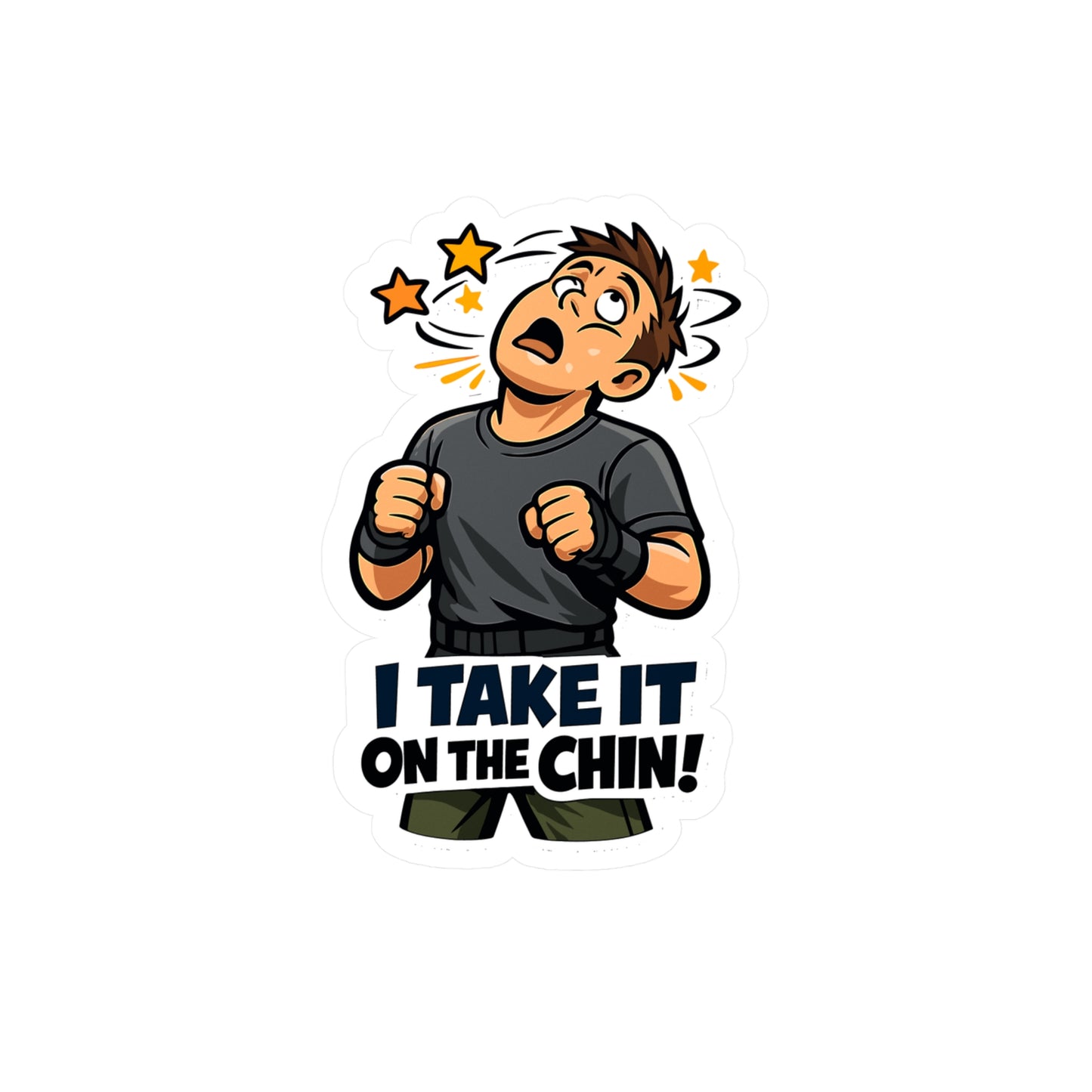Krav Maga Sticker "I Take It on the Chin!" – Waterproof Vinyl decals for Laptop, Water Bottle, martial arts self defense fitness
