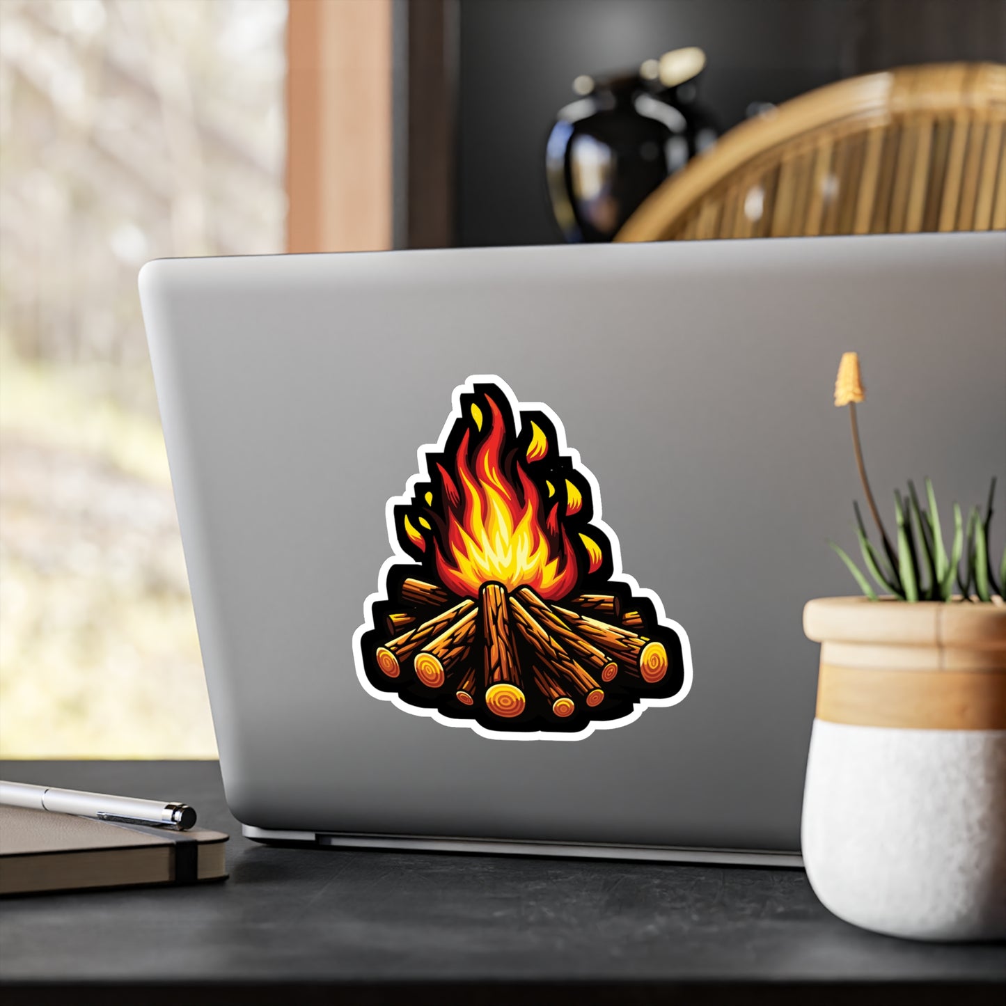 Campfire Camping Adventure - Camping Sticker for Laptop Sticker. Water Bottle Sticker, Vinyl Adventure Decal - Camping Gift