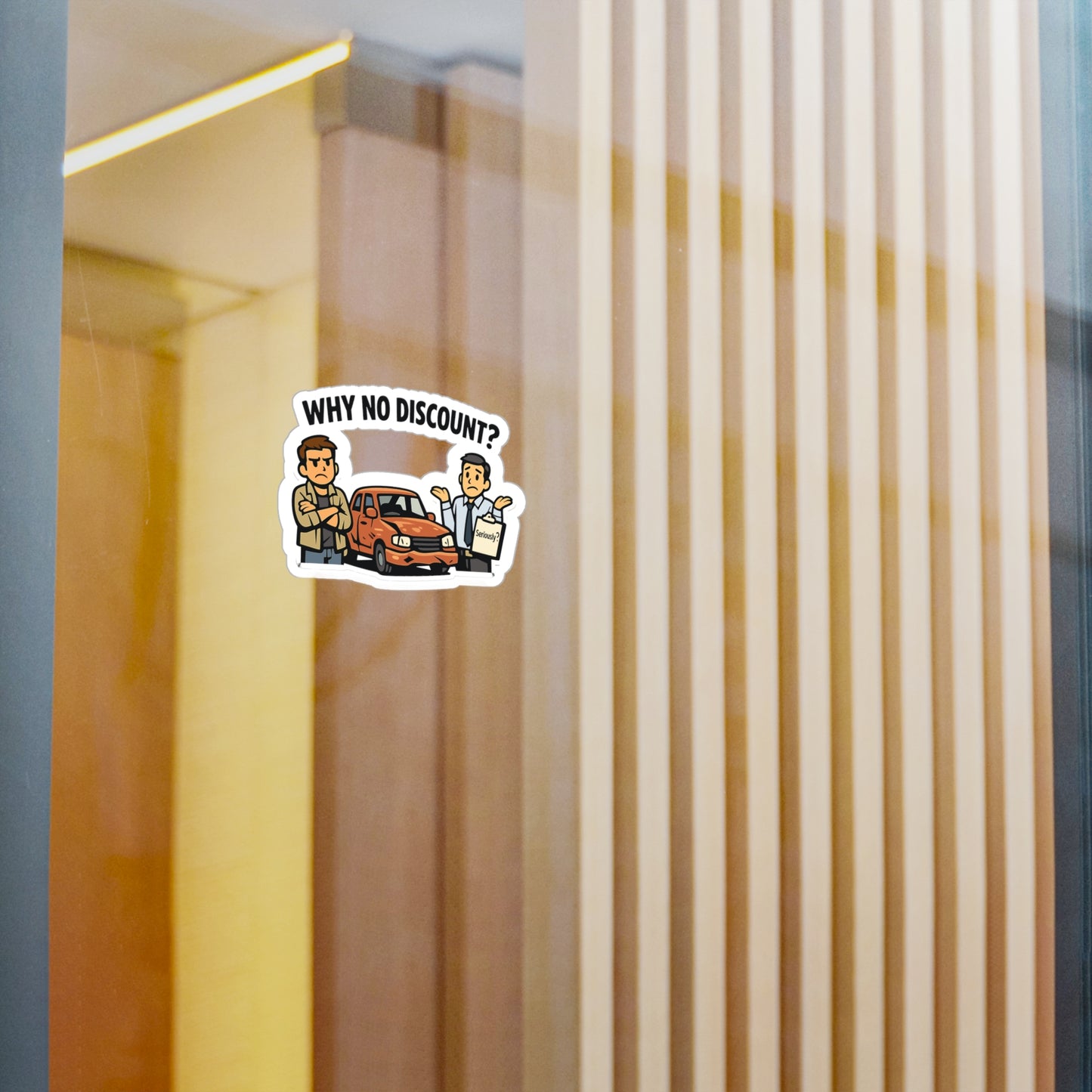 Insurance Agent Sticker "Why No Discount?" Funny Insurance Agent Decals, Waterproof Vinyl for Laptop Water Bottle, Policy Premium Liability Humor