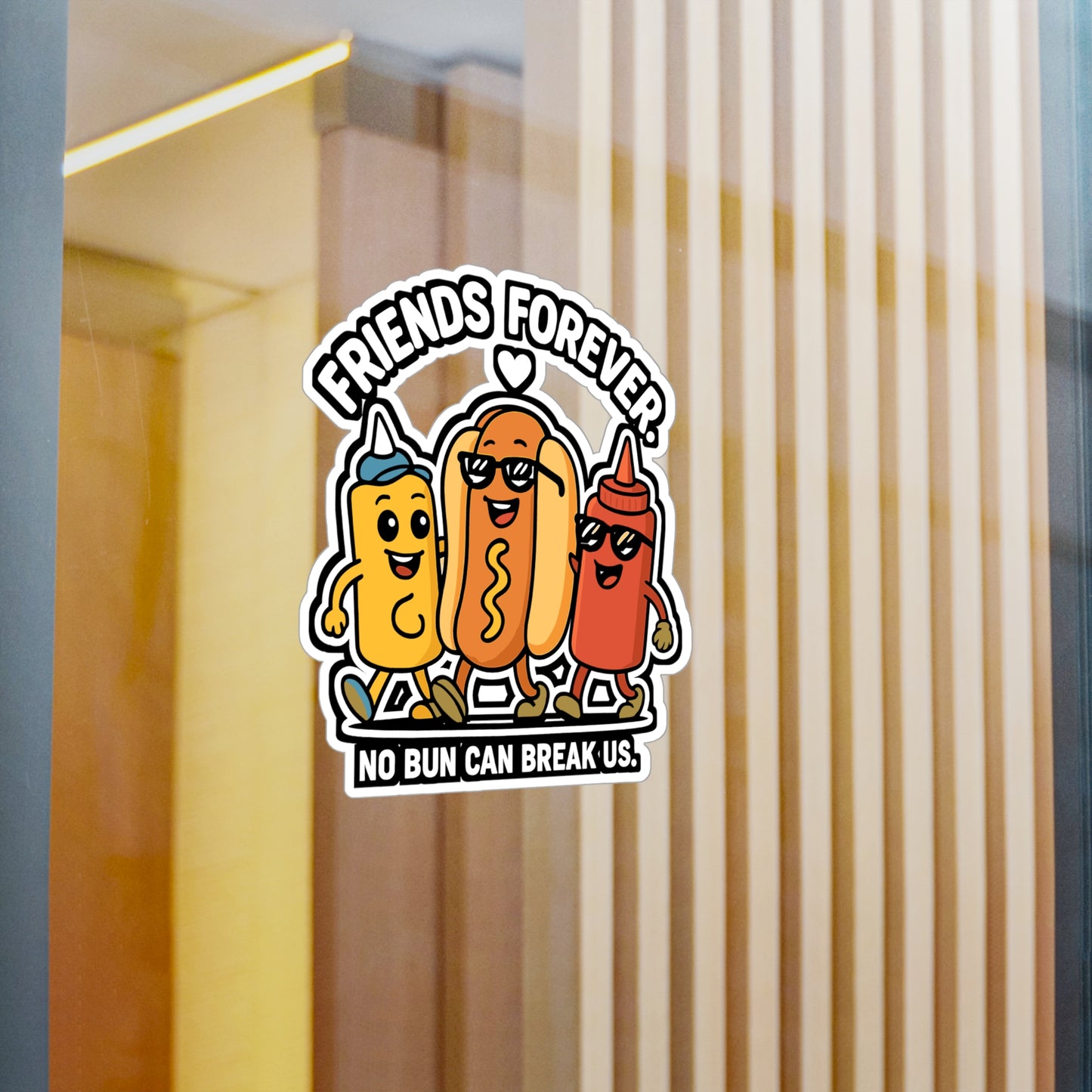 Friends Forever - Hotdog Sticker for Laptop, Water Bottle - Gift for Kids, Teens, Friends