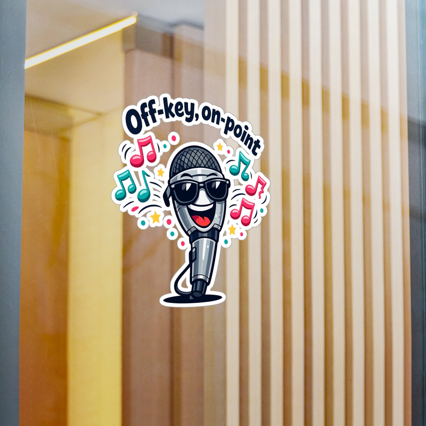 Karaoke Sticker 'Off-key, on-point' Funny Music Beer Booze Decals Waterproof Vinyl for Laptop Water Bottle