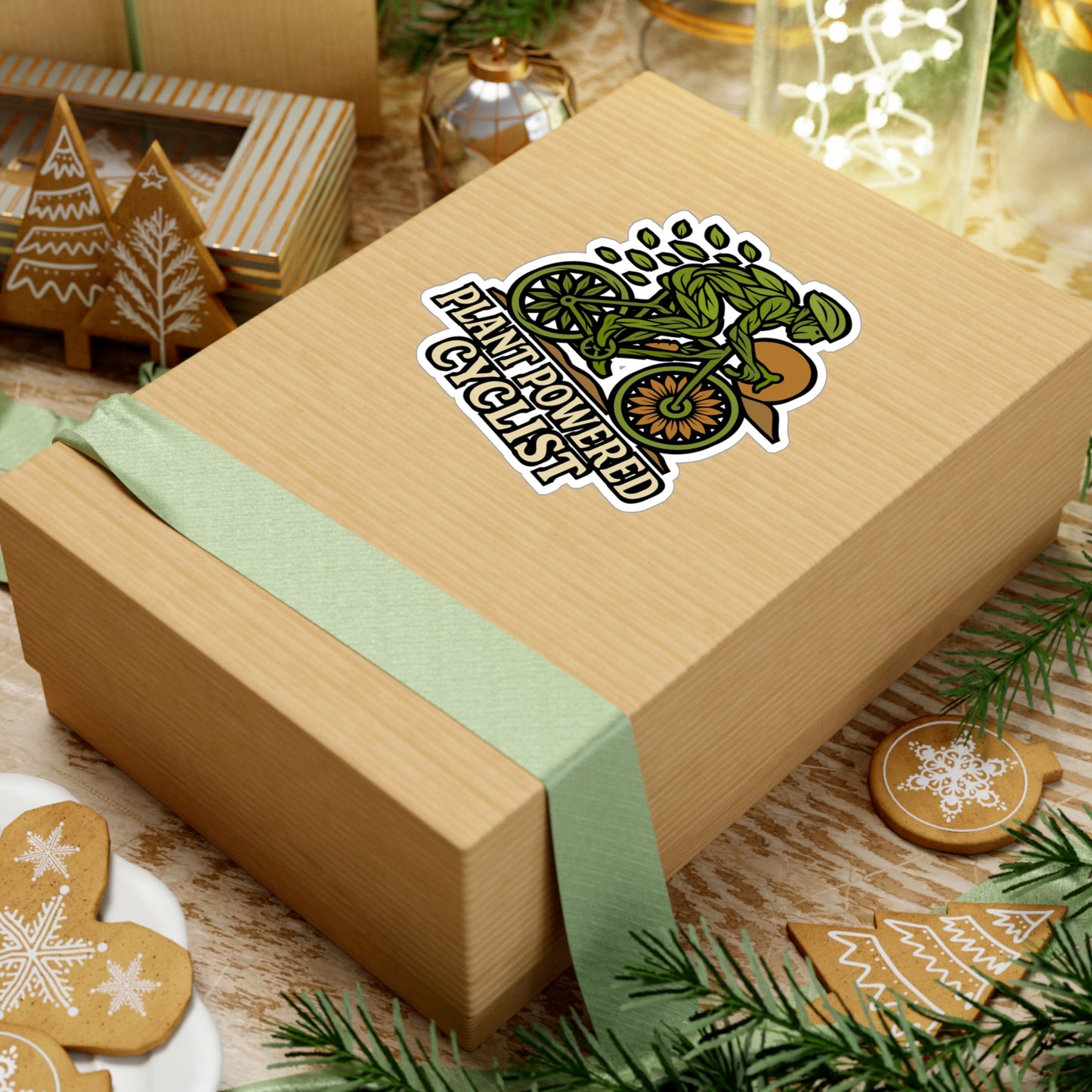 Plant Powered Cyclist – Vegan Cycling Sticker for Laptop or Water Bottle | Eco Biker Gift, Vinyl Decal