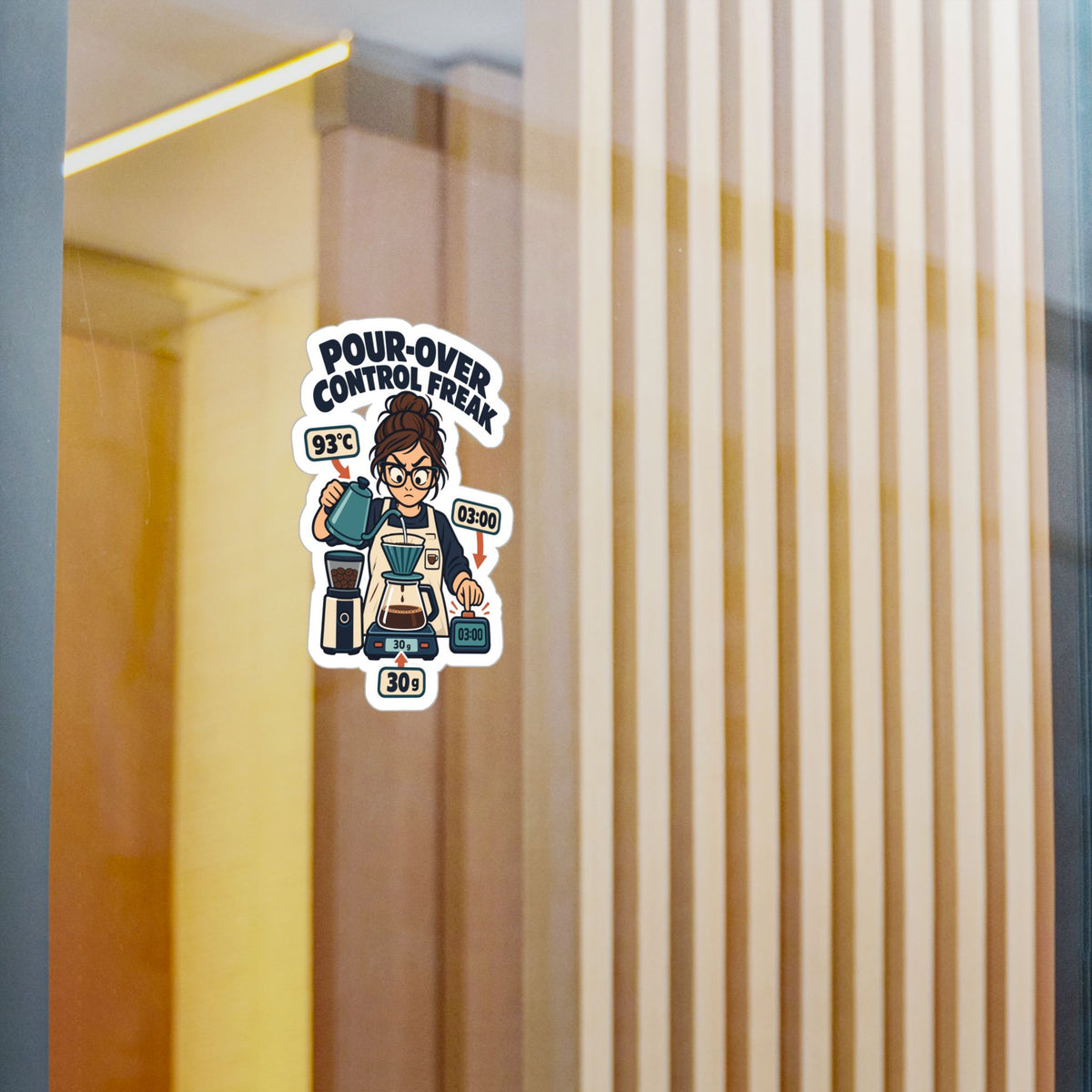 Espresso Sticker - Pour-over Control Freak, Coffee Decals for Your Grinder or Digital Scale