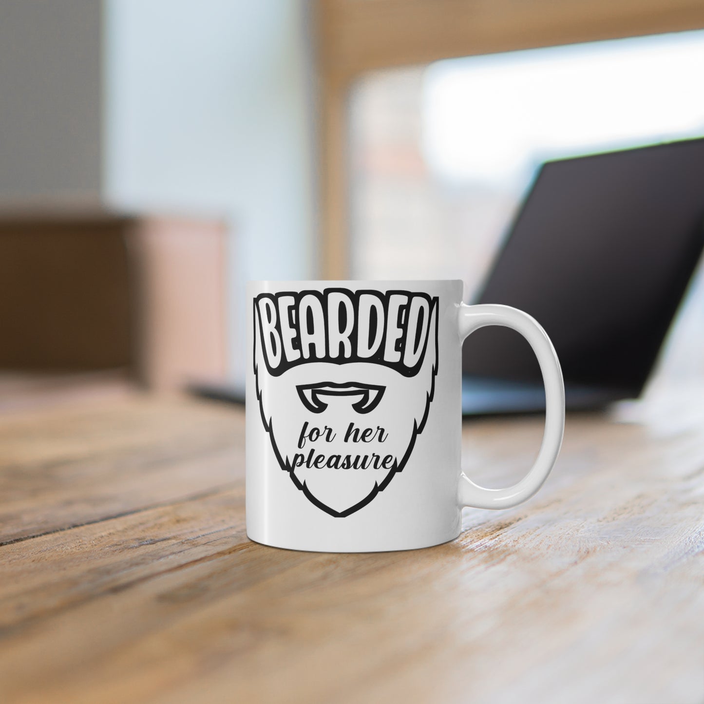 Bearded For Her Pleasure - Beard Mug for Coffee 11oz. Beard Cup, White ceramic, Bearded Mug, Man Tea Cup - Beard Gift