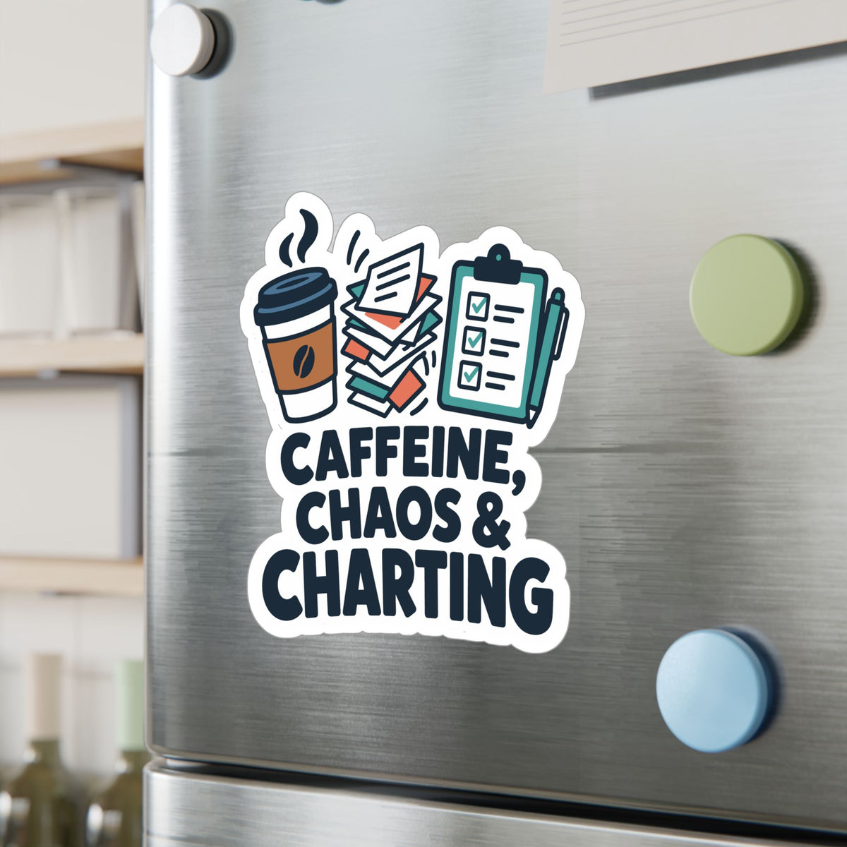 Nurse Sticker Caffeine, Chaos & Charting Decals for Laptop or Water Bottle, Waterproof Vinyl Nursing Student Gift