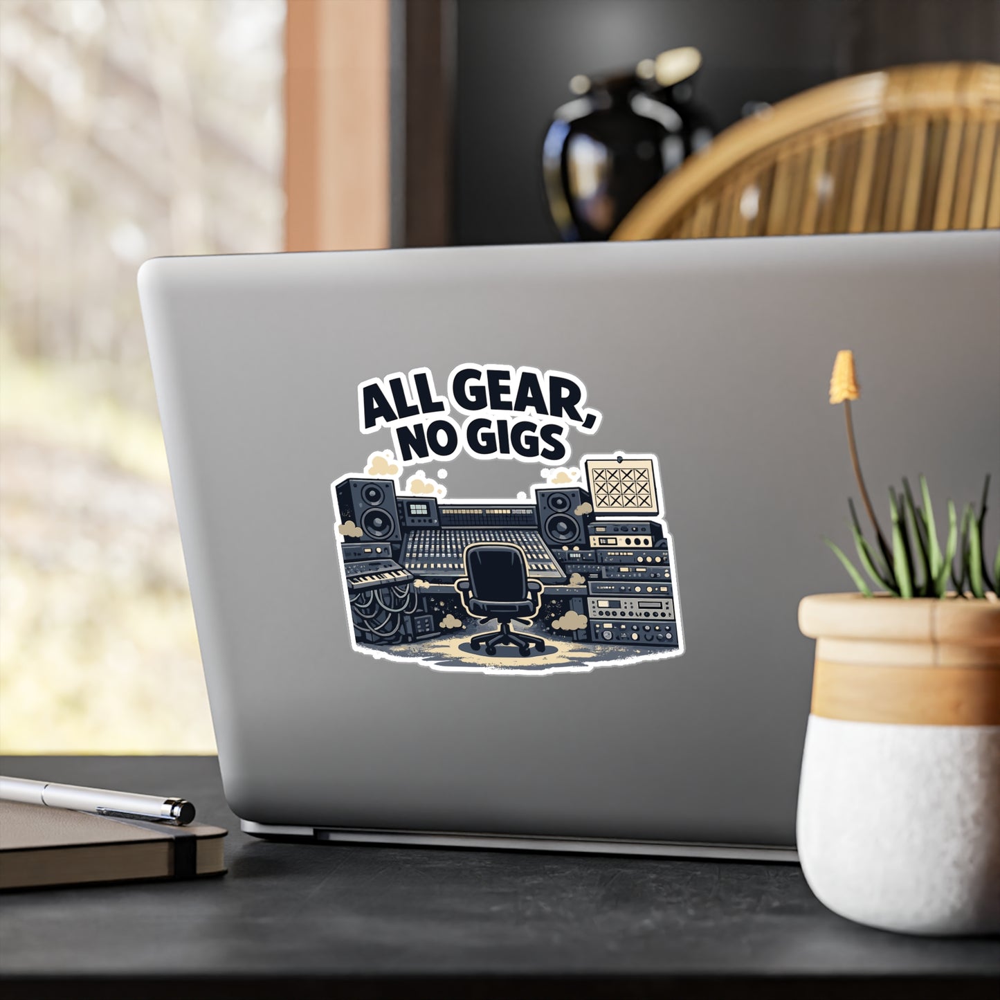 Audio Engineer Sticker All Gear, No Gigs Vinyl Waterproof decals for Laptop Water Bottle Sound Engineer Audio Technician Monitor