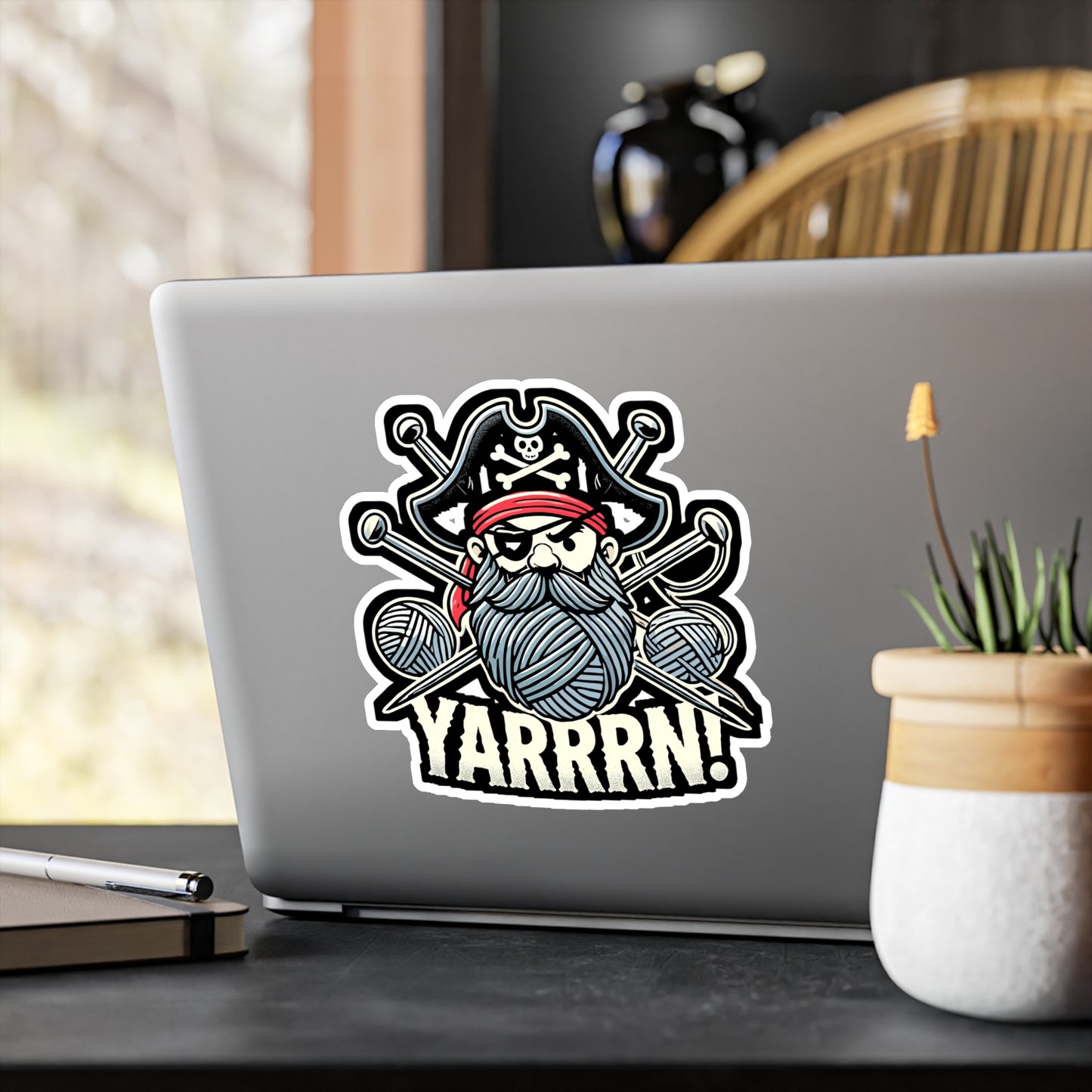 Yarrrrn - Yarn Sticker for Car Window Laptop Sticker. Water Bottle Sticker, Vinyl Knitting Decal, Pirate Sticker - Yarn Gift