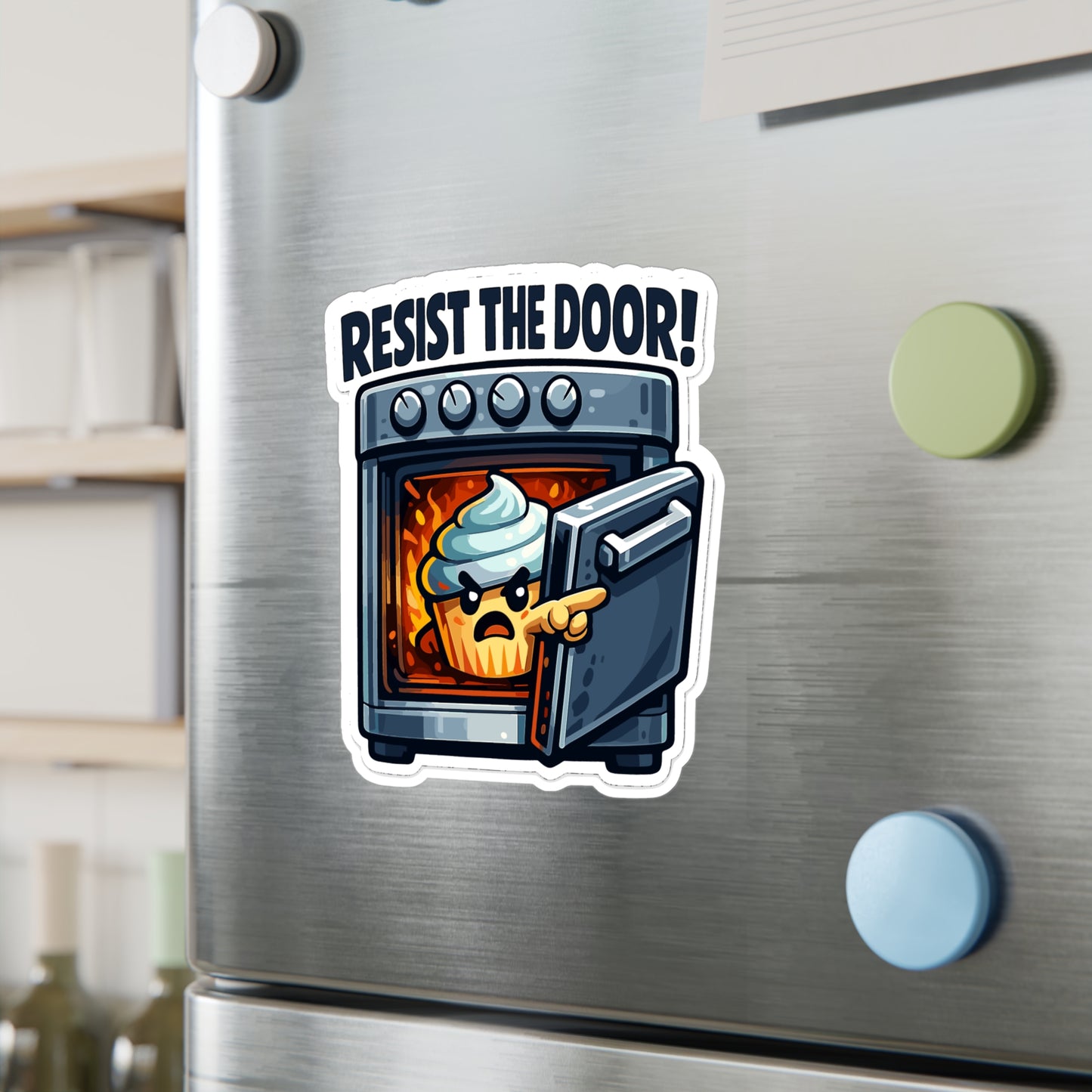 Baking Sticker “Resist the Door!” Funny Sourdough Baker Design, Waterproof Vinyl Decals for Laptop, Water Bottle, Kitchen Use