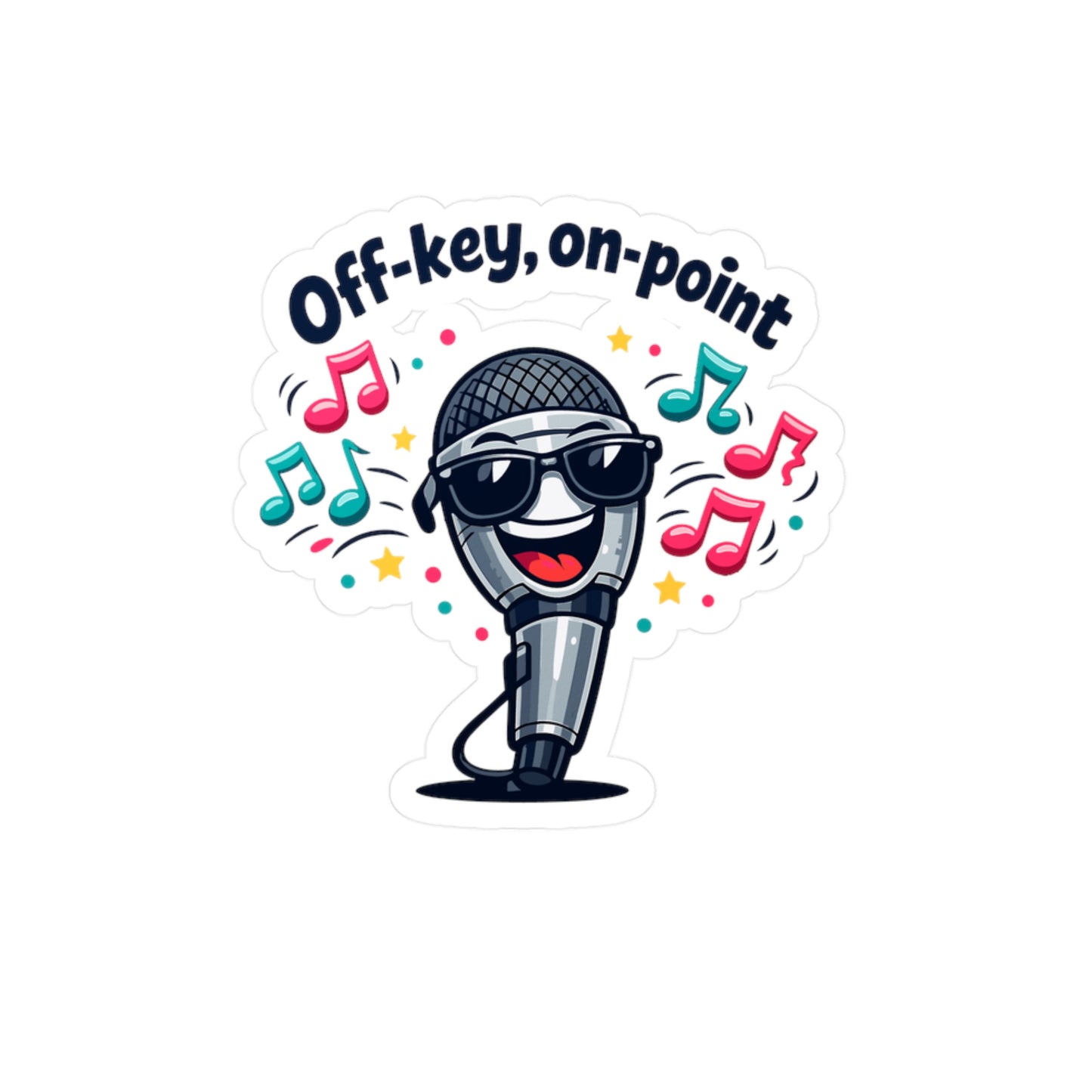 Karaoke Sticker 'Off-key, on-point' Funny Music Beer Booze Decals Waterproof Vinyl for Laptop Water Bottle