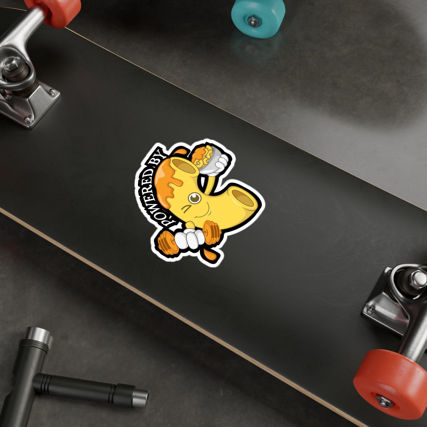 Mac & Cheese Powered By - Macaroni Sticker for Laptop Sticker. Water Bottle Sticker, Vinyl Mac Decal - Macaroni Gift