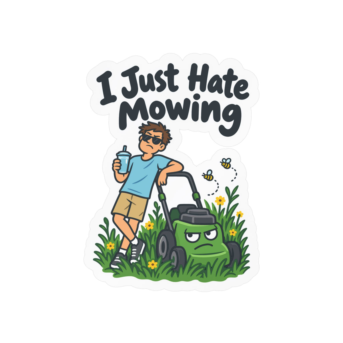 Plants Sticker I Just Hate Mowing - Funny Dandelion Decals for Laptop or Water Bottle, Friendship Gift for Nature Lovers