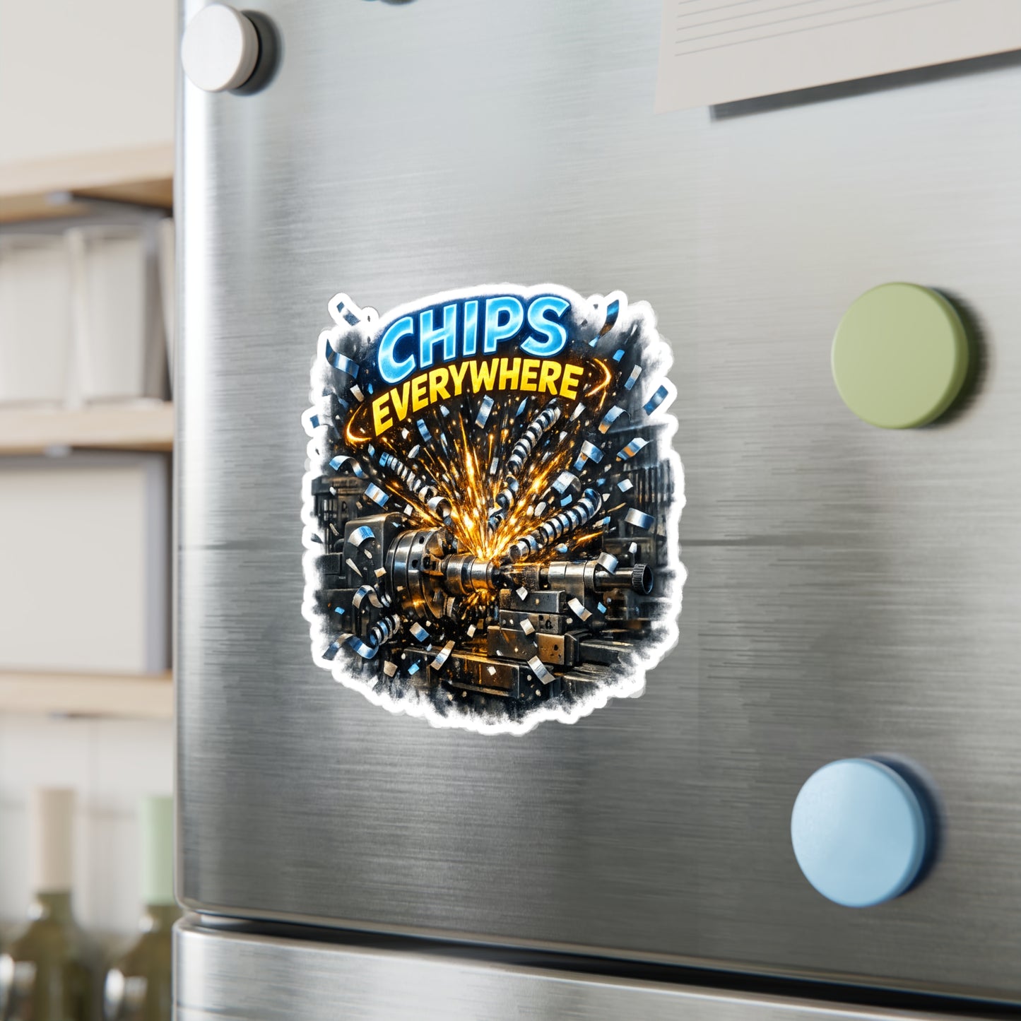Machinist Sticker Chips Everywhere CNC Machining Numerically Funny Vinyl Waterproof decals for Laptop Water Bottle