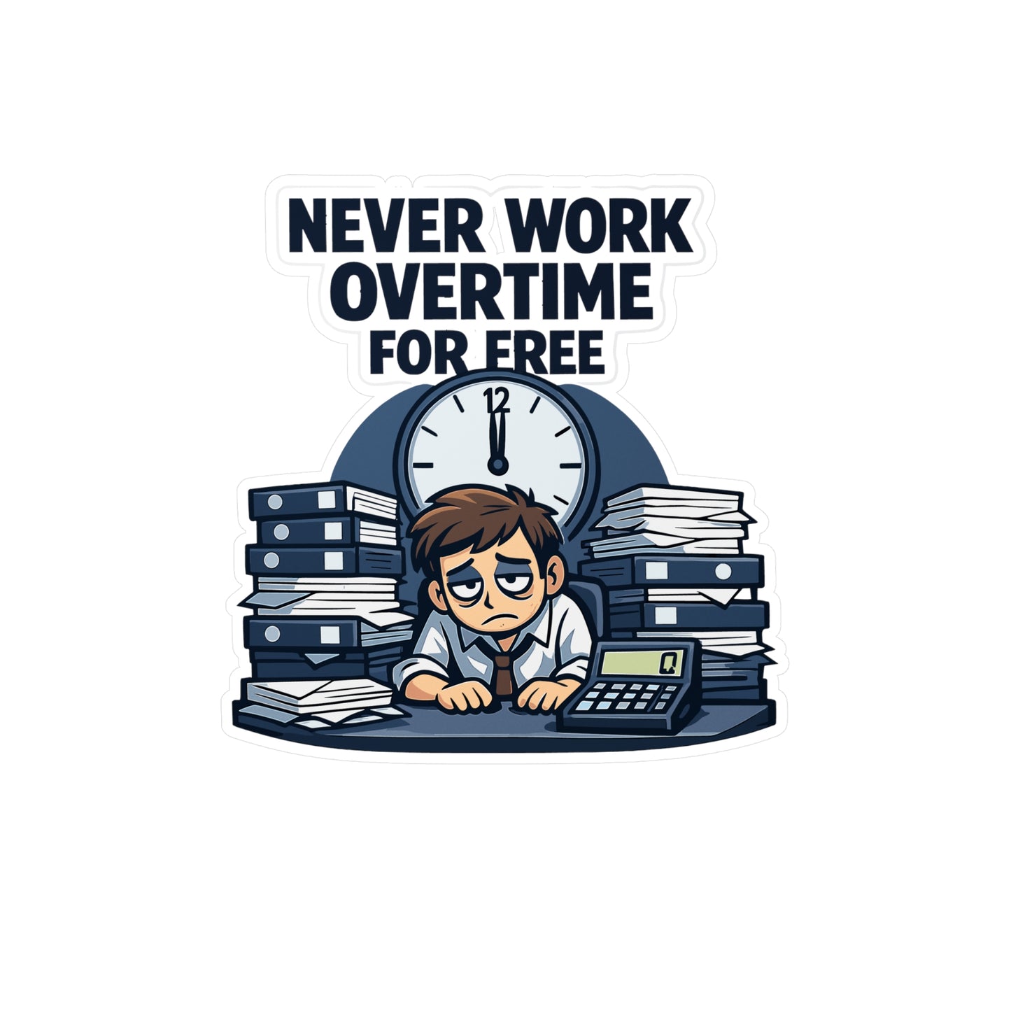 Accountant Sticker Never Work Overtime For Free Funny Spreadsheet Balance Amortization Vinyl sticker decals for Laptop Water Bottle Waterproof