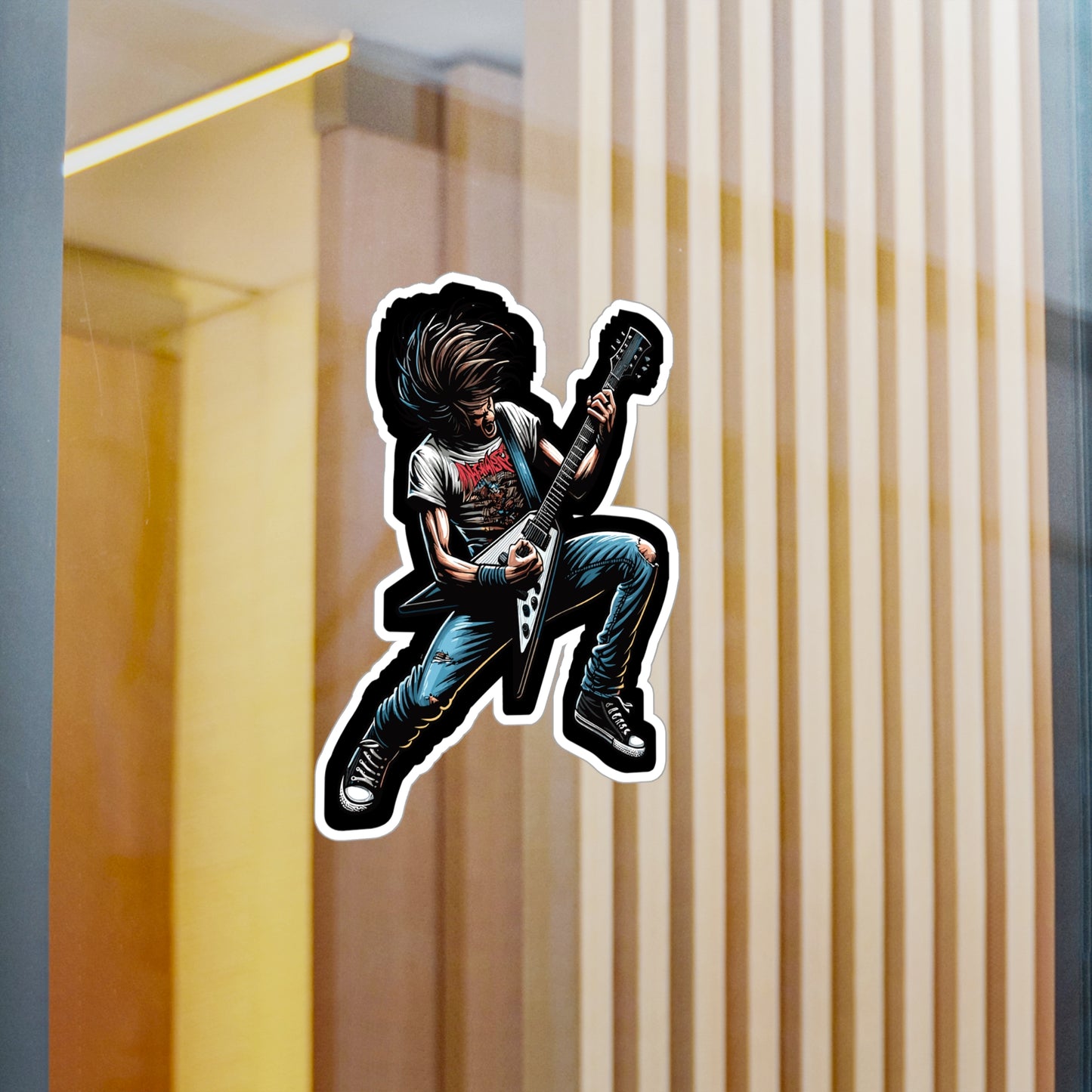 Guitar Headbang - Guitar Sticker for Car Window Laptop Sticker. Water Bottle Sticker, Vinyl Bass-player Decal, Treble Sticker - Guitar Gift