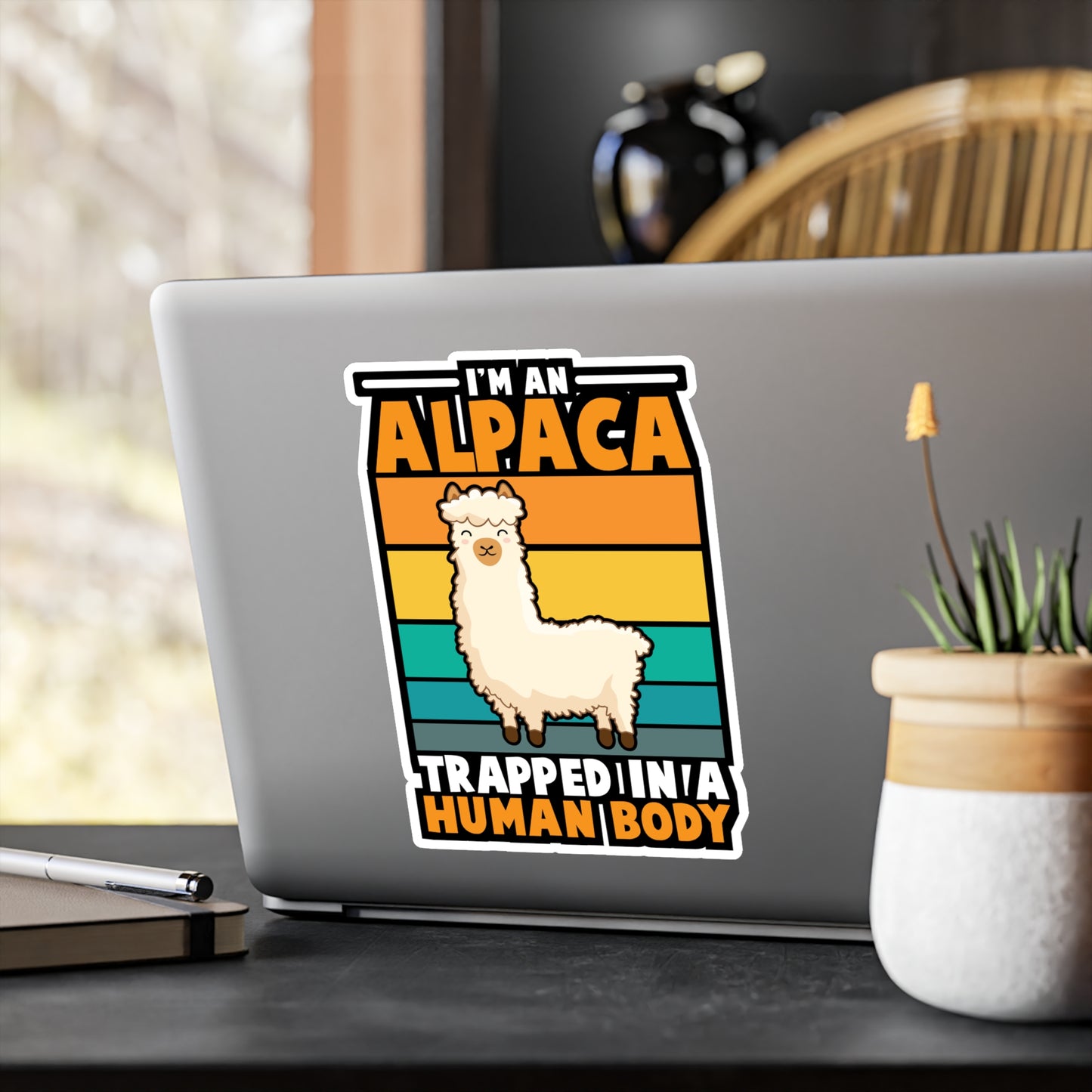 I'm an Alpaca Trappped In A Human Body - Alpaca Sticker for Laptop Sticker. Water Bottle Sticker, Vinyl Alpacas Decal - Alpaca Gift