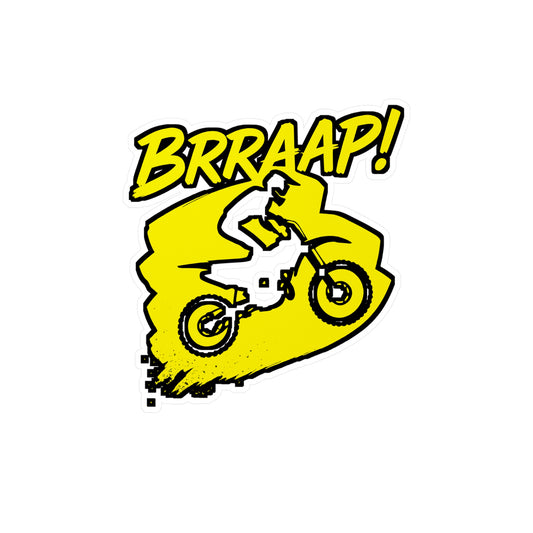 Motorcycle Sticker – "Brraap!" Dirtbike Motocross Racing Vinyl Decals for Laptop, Water Bottle – Waterproof & Durable