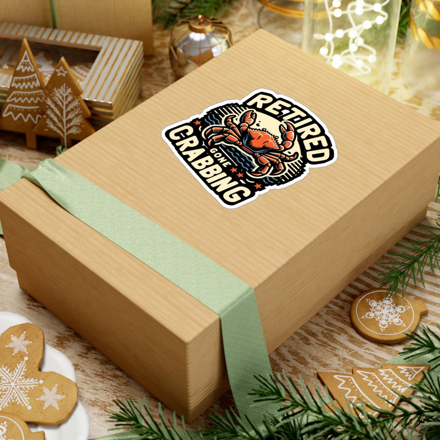 Retired Gone Crabbing - Crab Sticker for Laptop Sticker. Water Bottle Sticker, Vinyl Crabbing Decal - Crab Gift